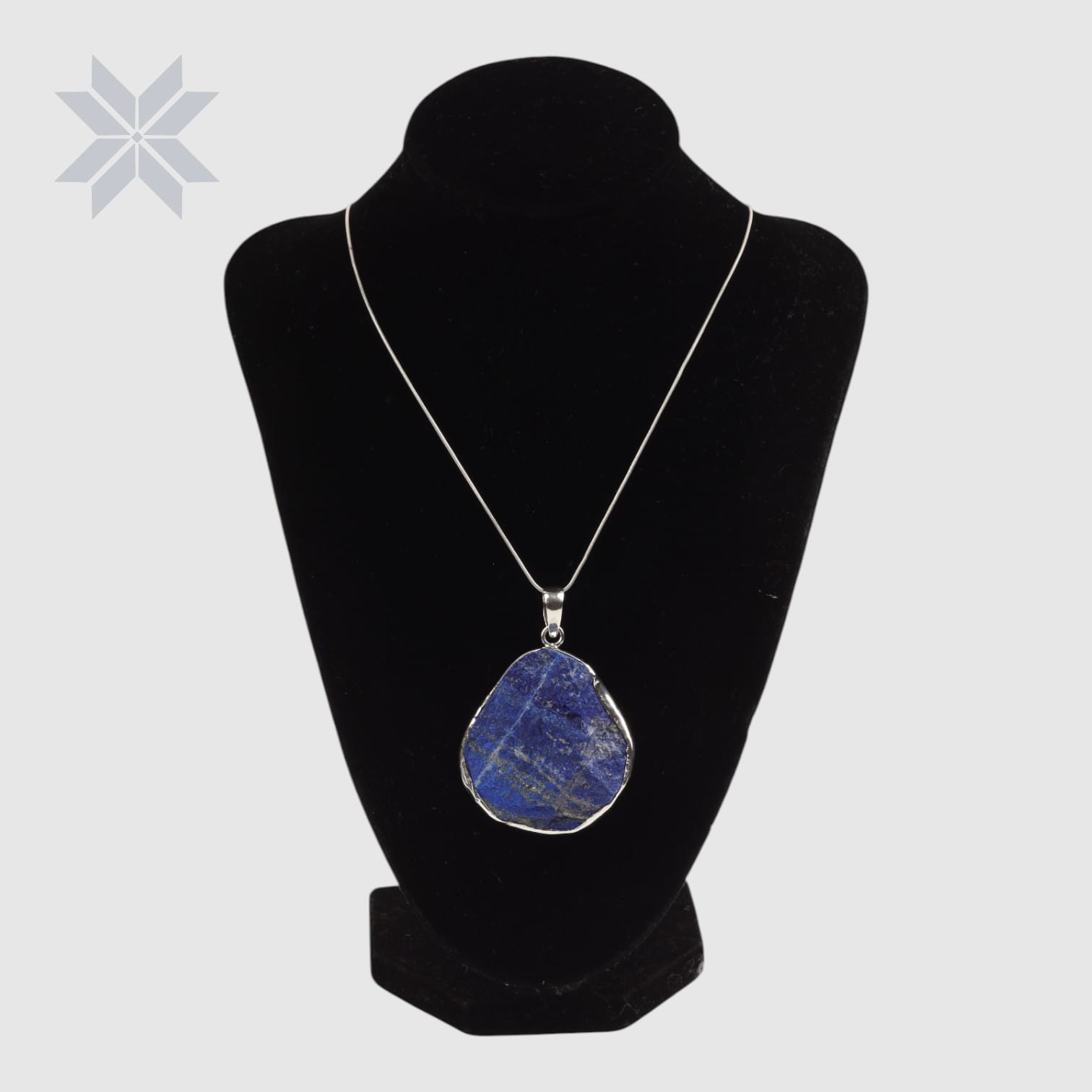 Lapis Lazuli Rough Pendant Necklace | Sterling Silver | Boho Statement Necklace