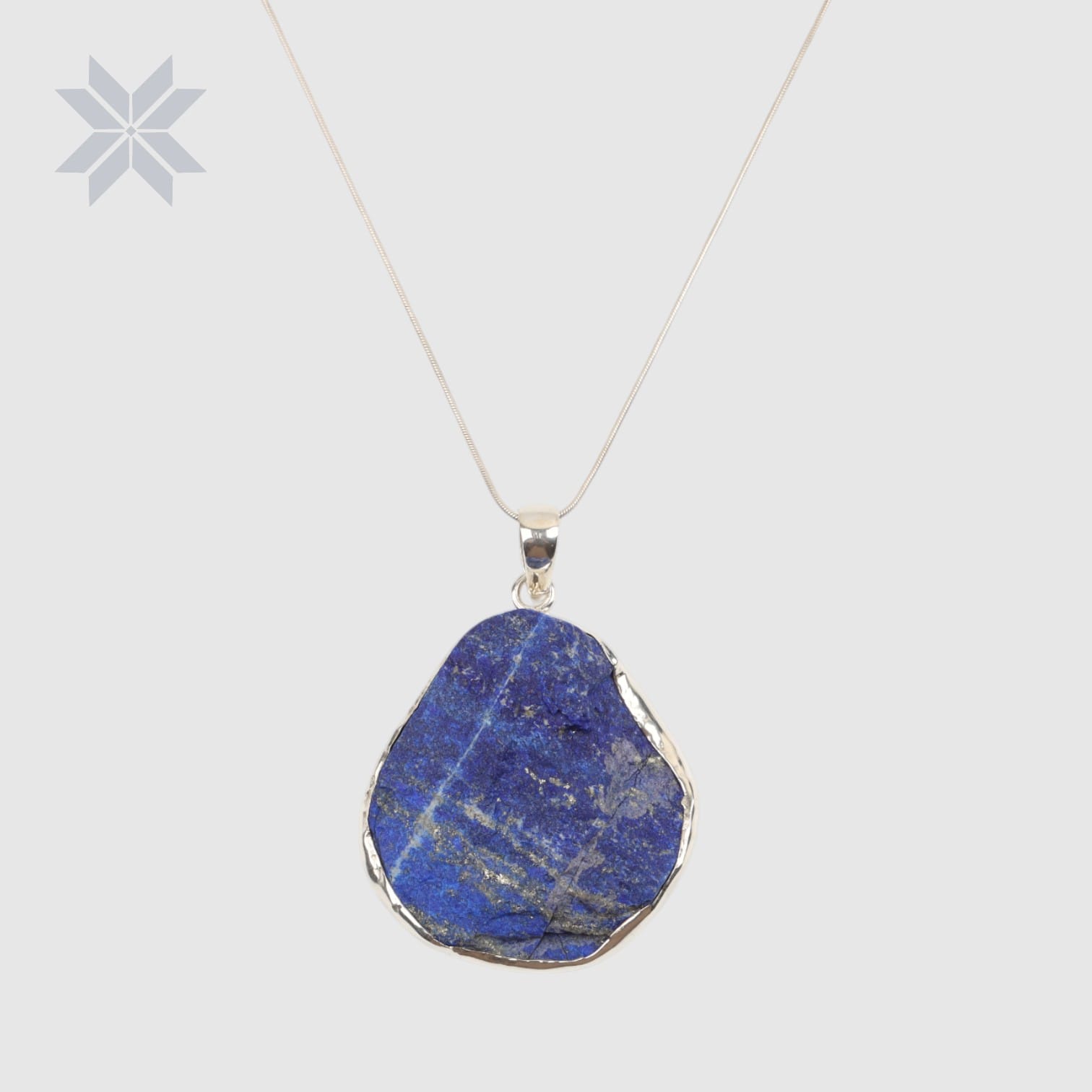 Lapis Lazuli Rough Pendant Necklace | Sterling Silver | Boho Statement Necklace