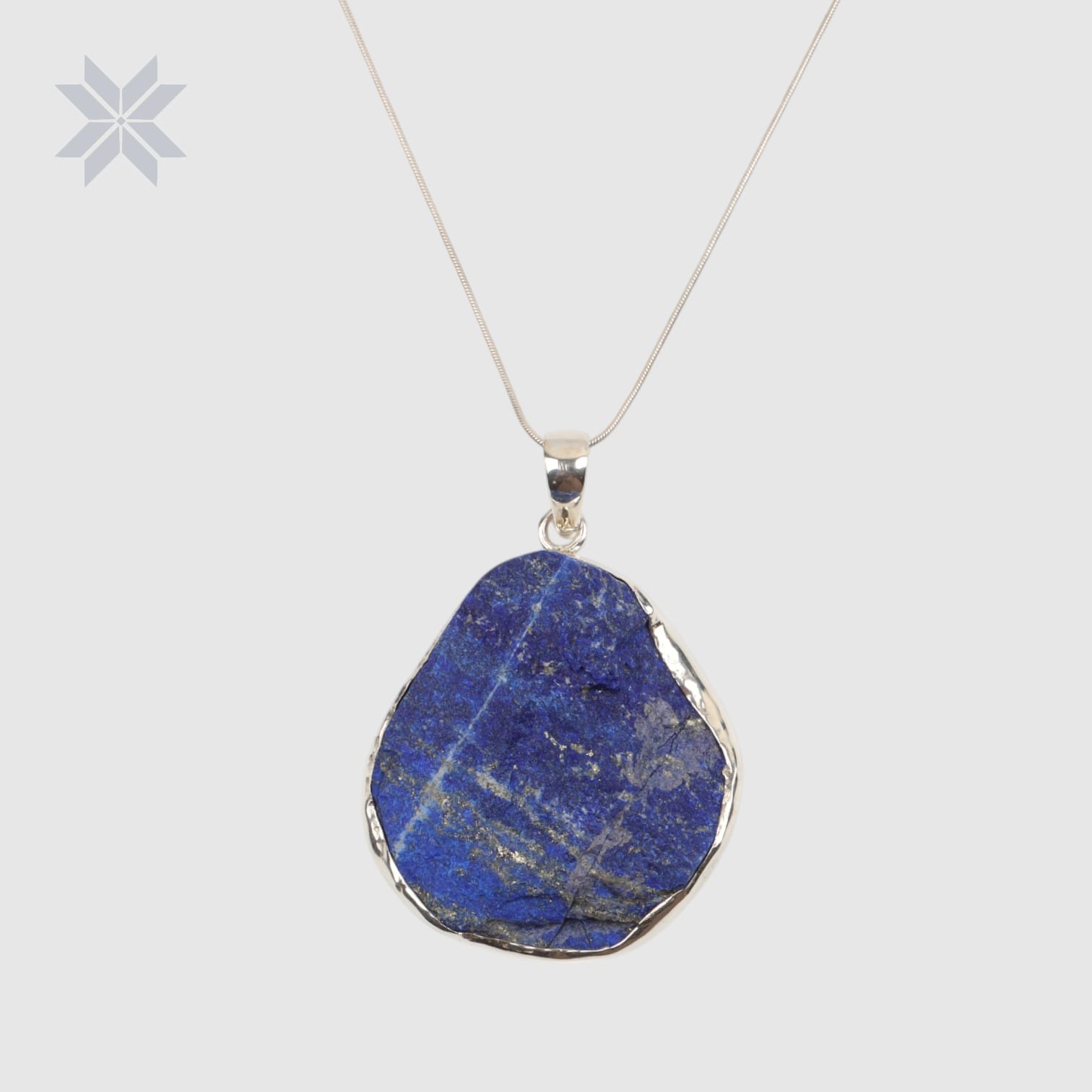 Lapis Lazuli Rough Pendant Necklace | Sterling Silver | Boho Statement Necklace