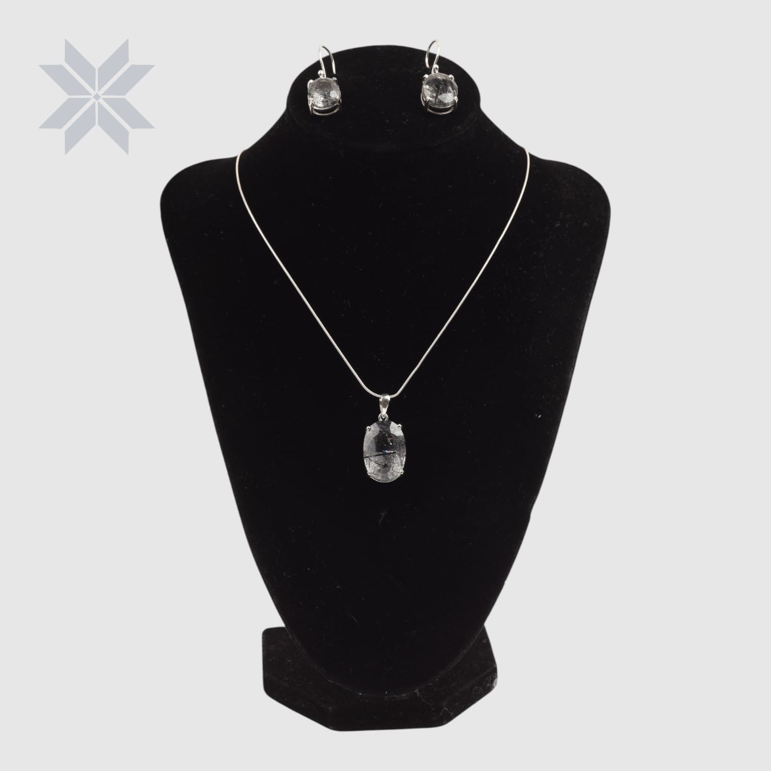 Tourmaline Quartz Jewelry Set | Necklace & Earrings | Sterling Silver-Handmade