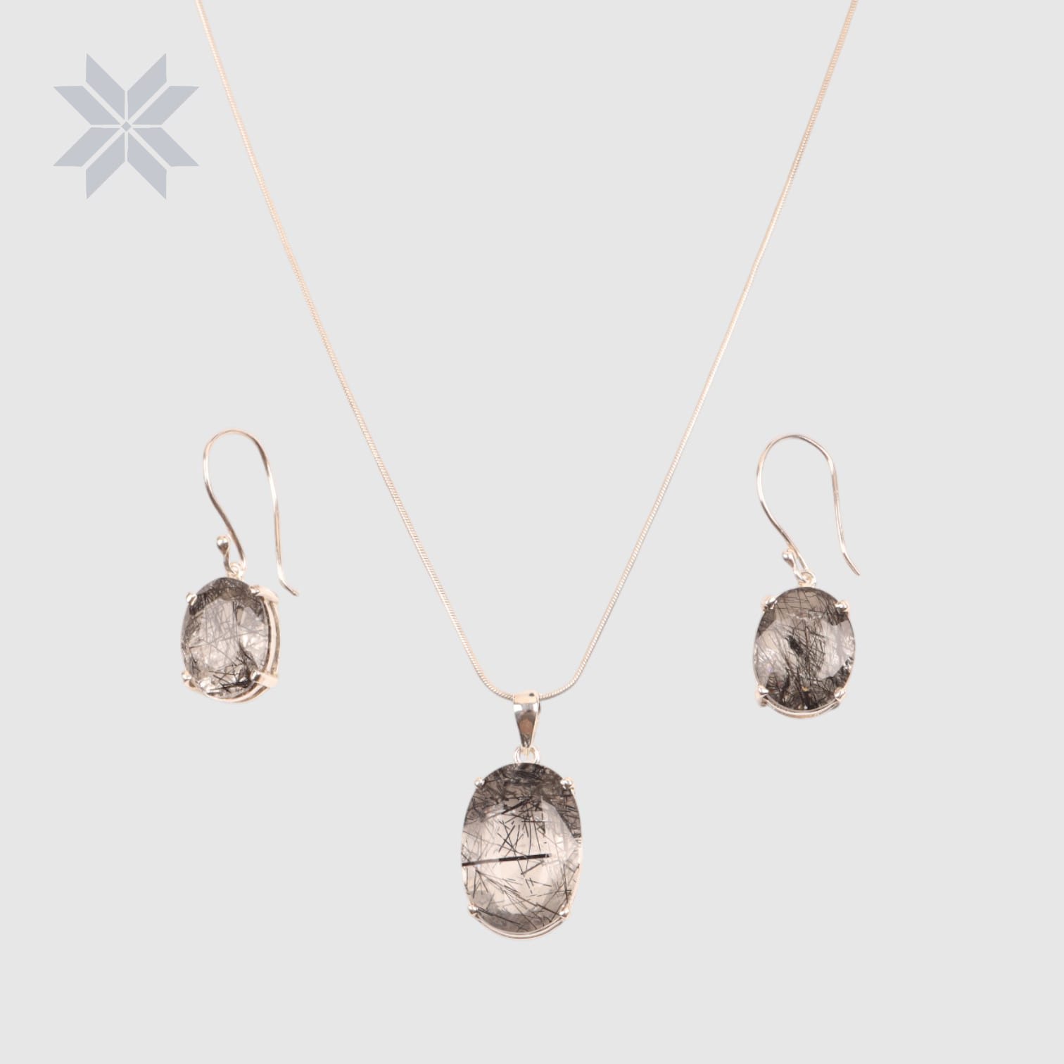 Tourmaline Quartz Jewelry Set | Necklace & Earrings | Sterling Silver-Handmade