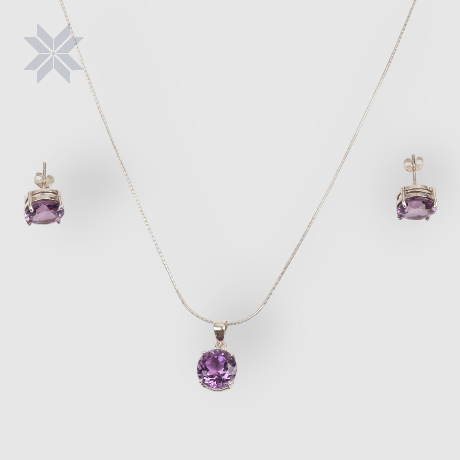 Amethyst Jewelry Set | Purple Gemstone Necklace & Earrings | Sterling Silver