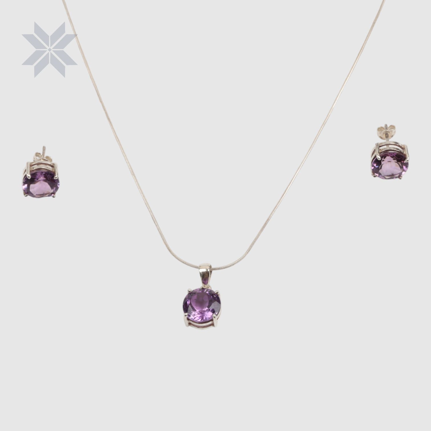 Amethyst Jewelry Set | Purple Gemstone Necklace & Earrings | Sterling Silver