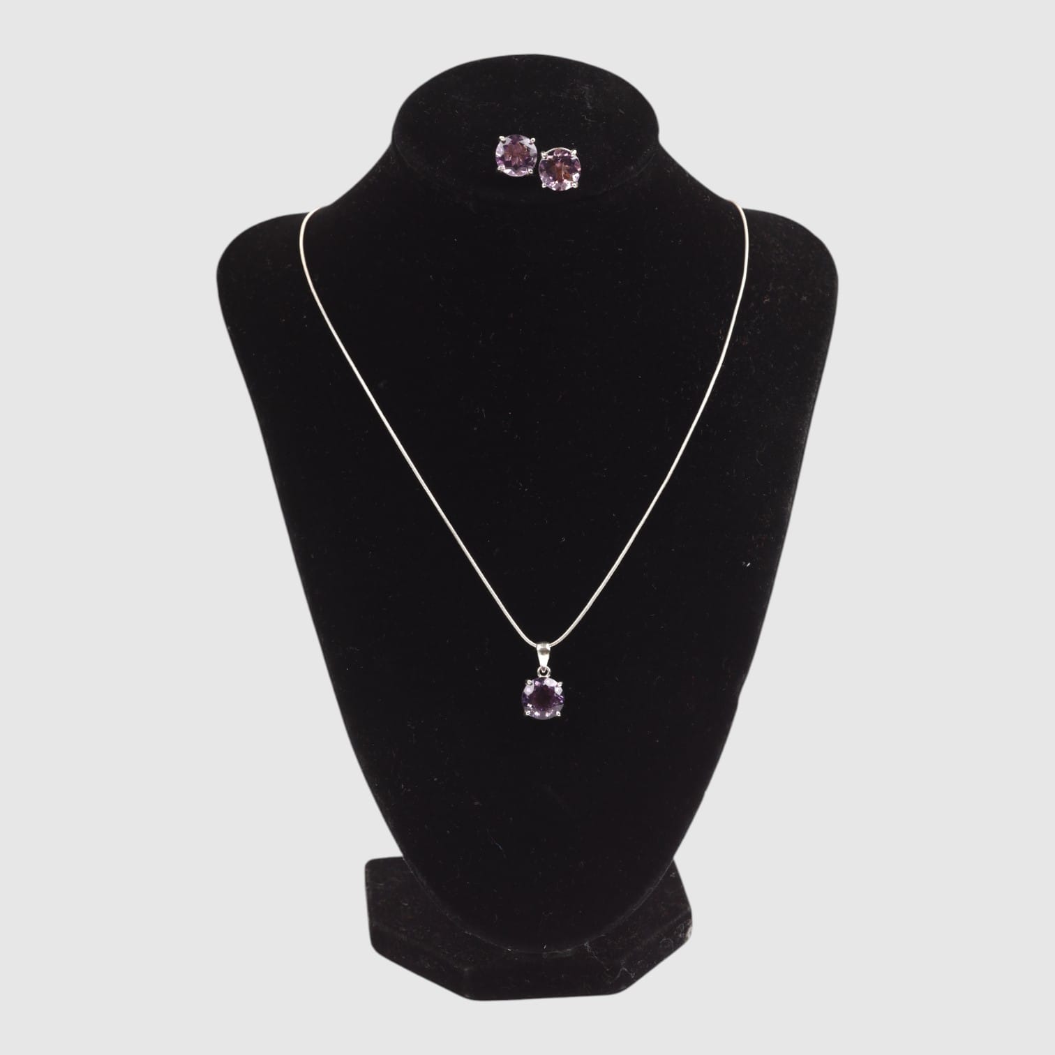 Amethyst Jewelry Set | Purple Gemstone Necklace & Earrings | Sterling Silver