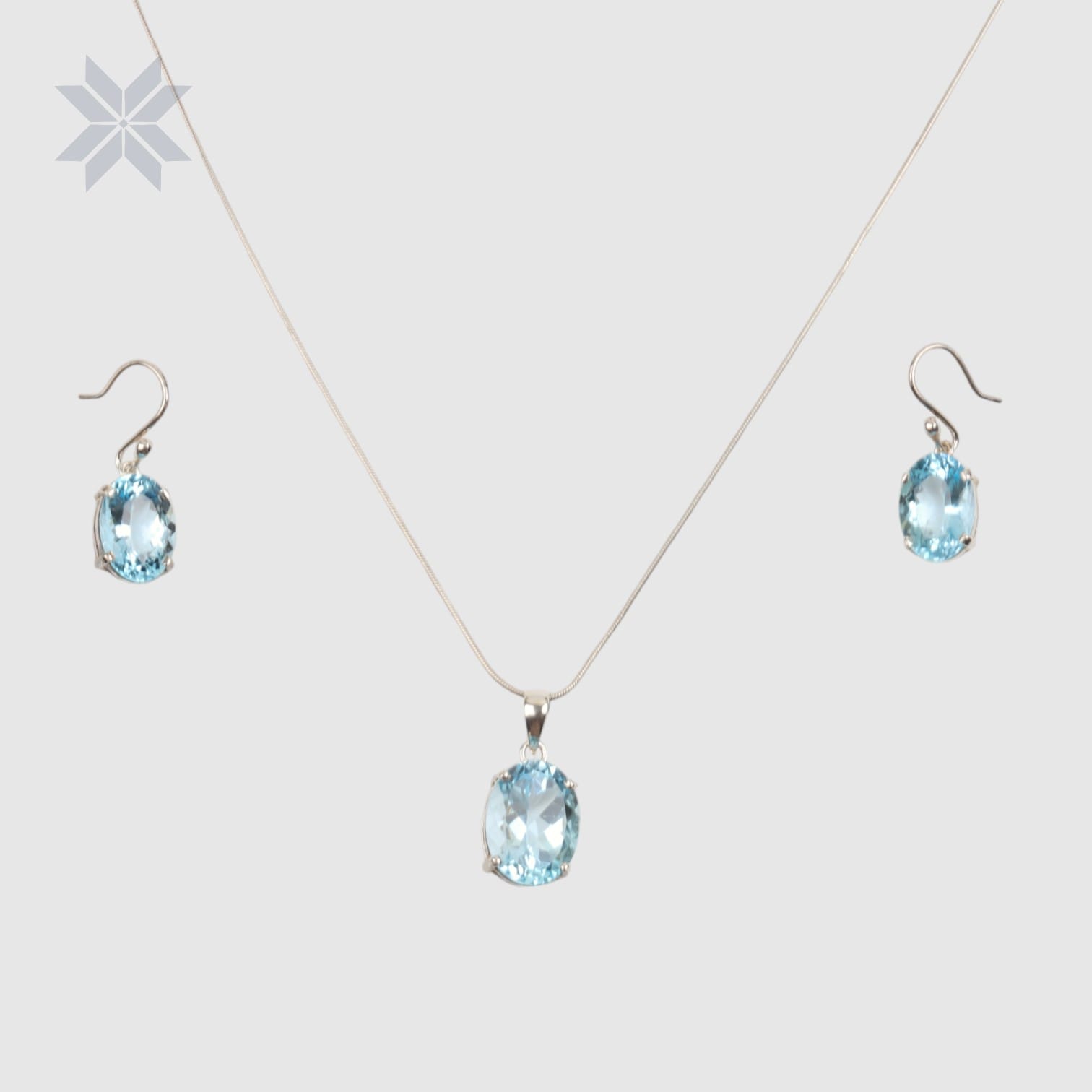 Aquamarine Jewelry Set | Blue Gemstone Necklace & Earrings | March Birthstone