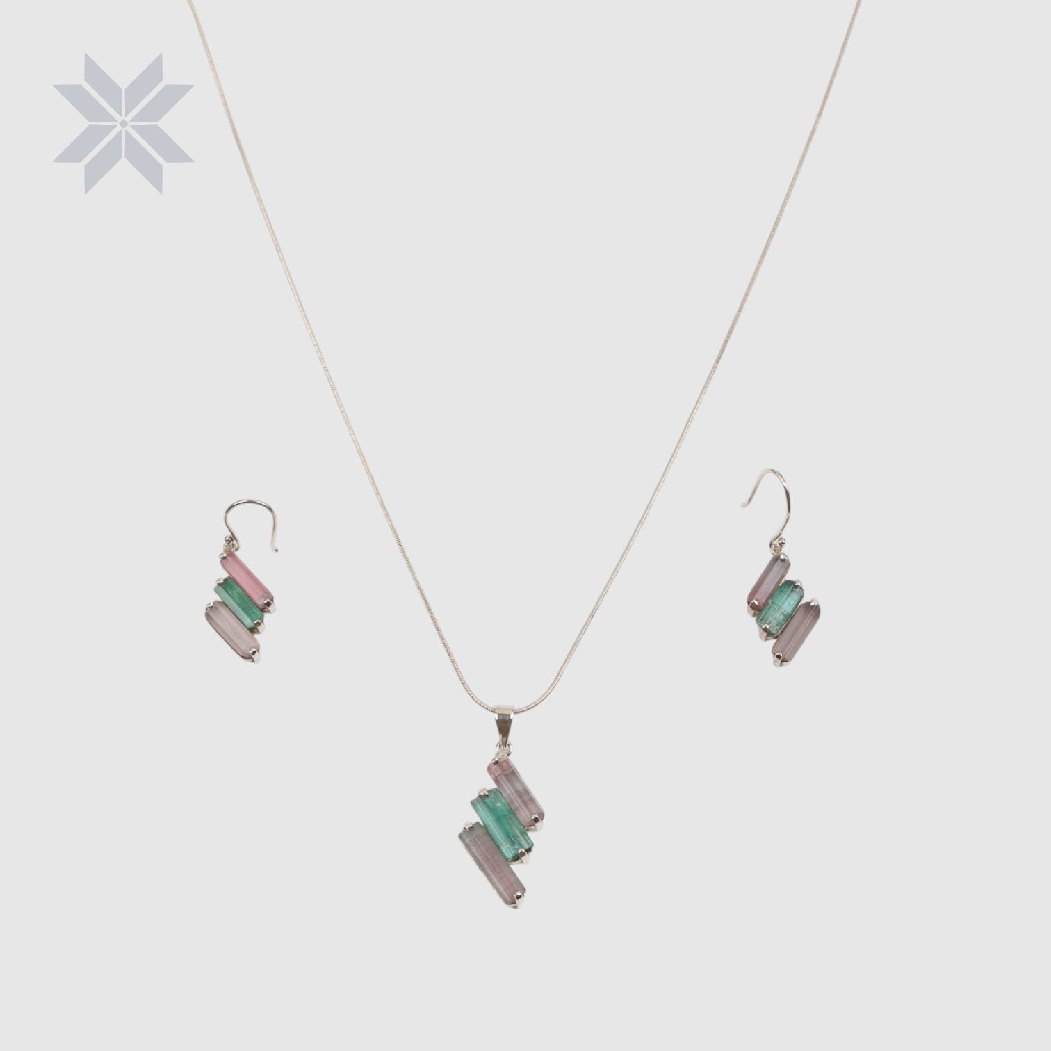 Tourmaline Stone Necklace & Earring Set for Women