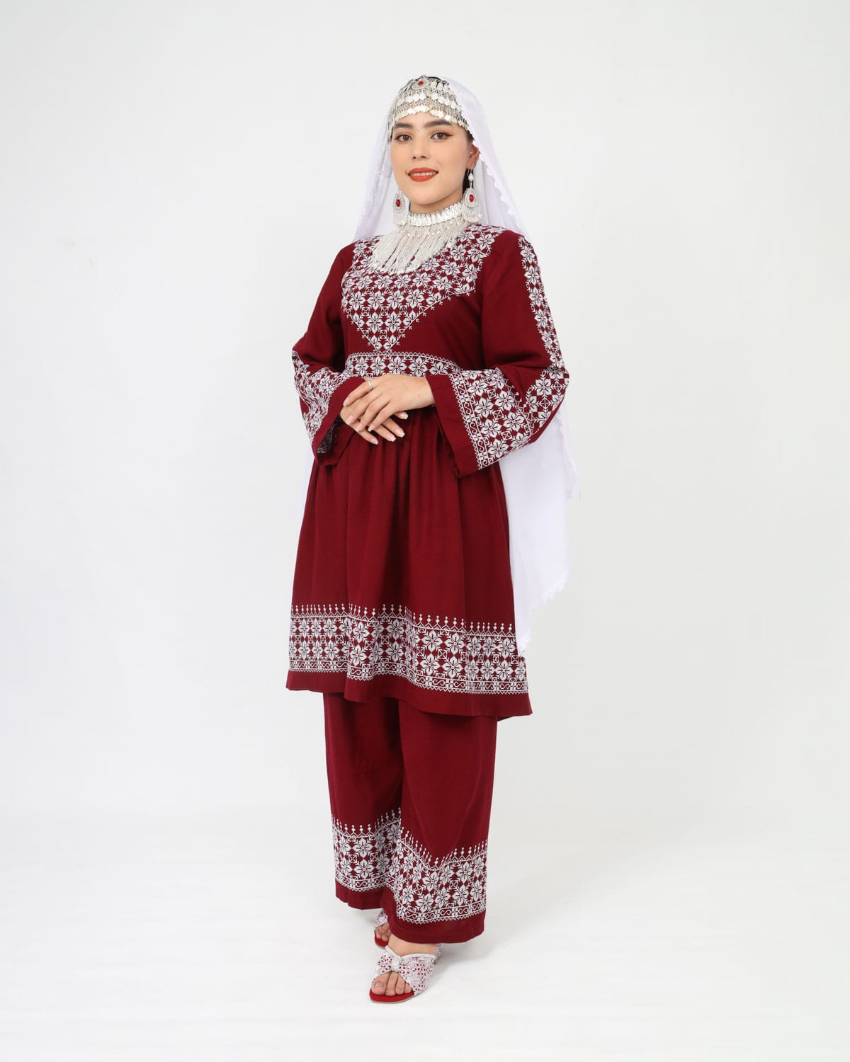 Hazaragi Short Dress with Embroidered Shawl