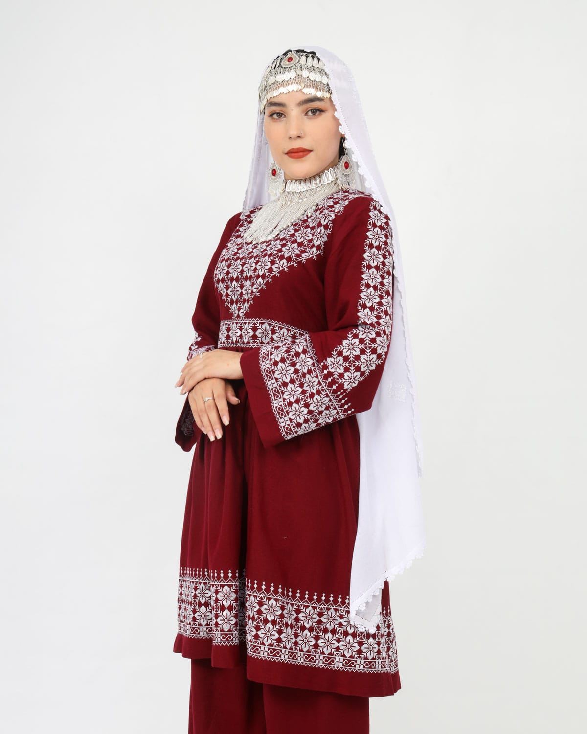 Hazaragi Short Dress with Embroidered Shawl