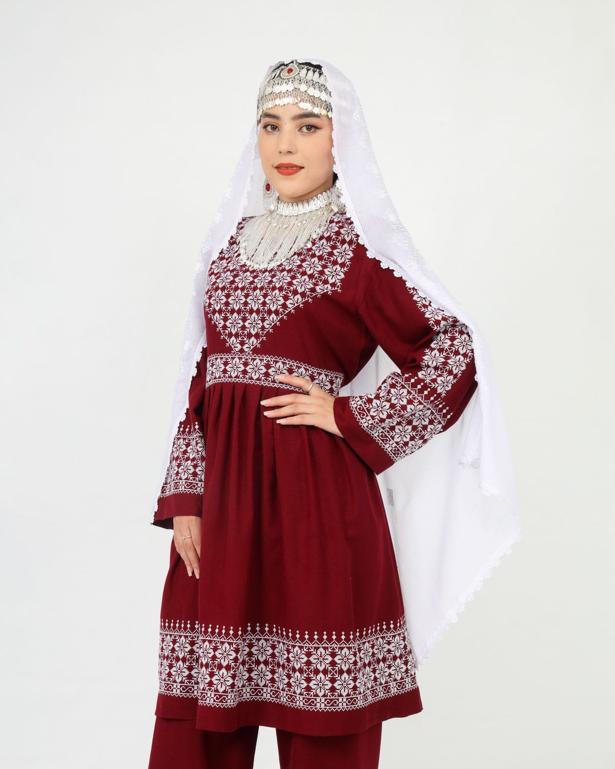 Hazaragi Short Dress with Embroidered Shawl