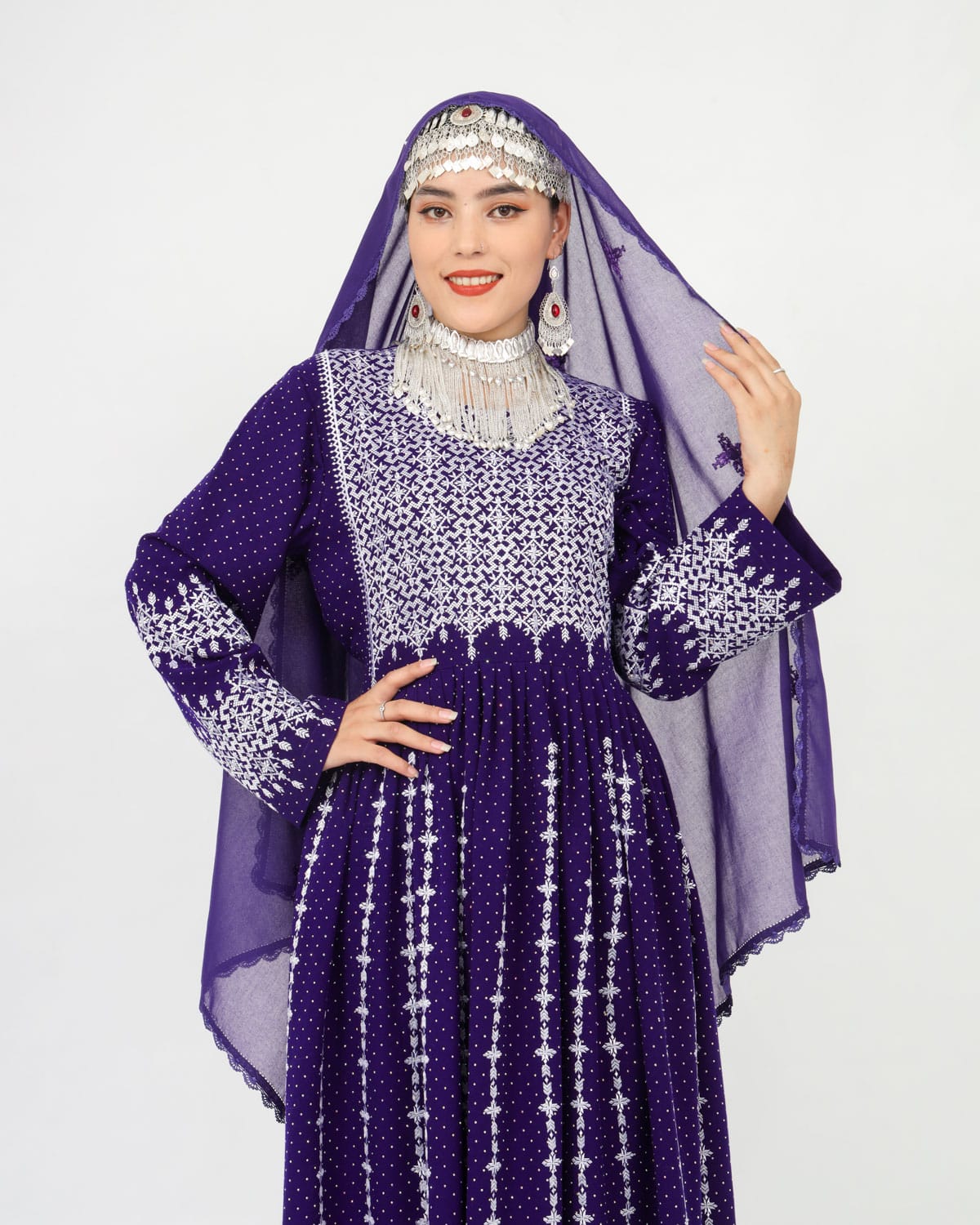 Hazaragi Long Dress with Mirror Work & Embroidered Shawl – Cotton Fabric