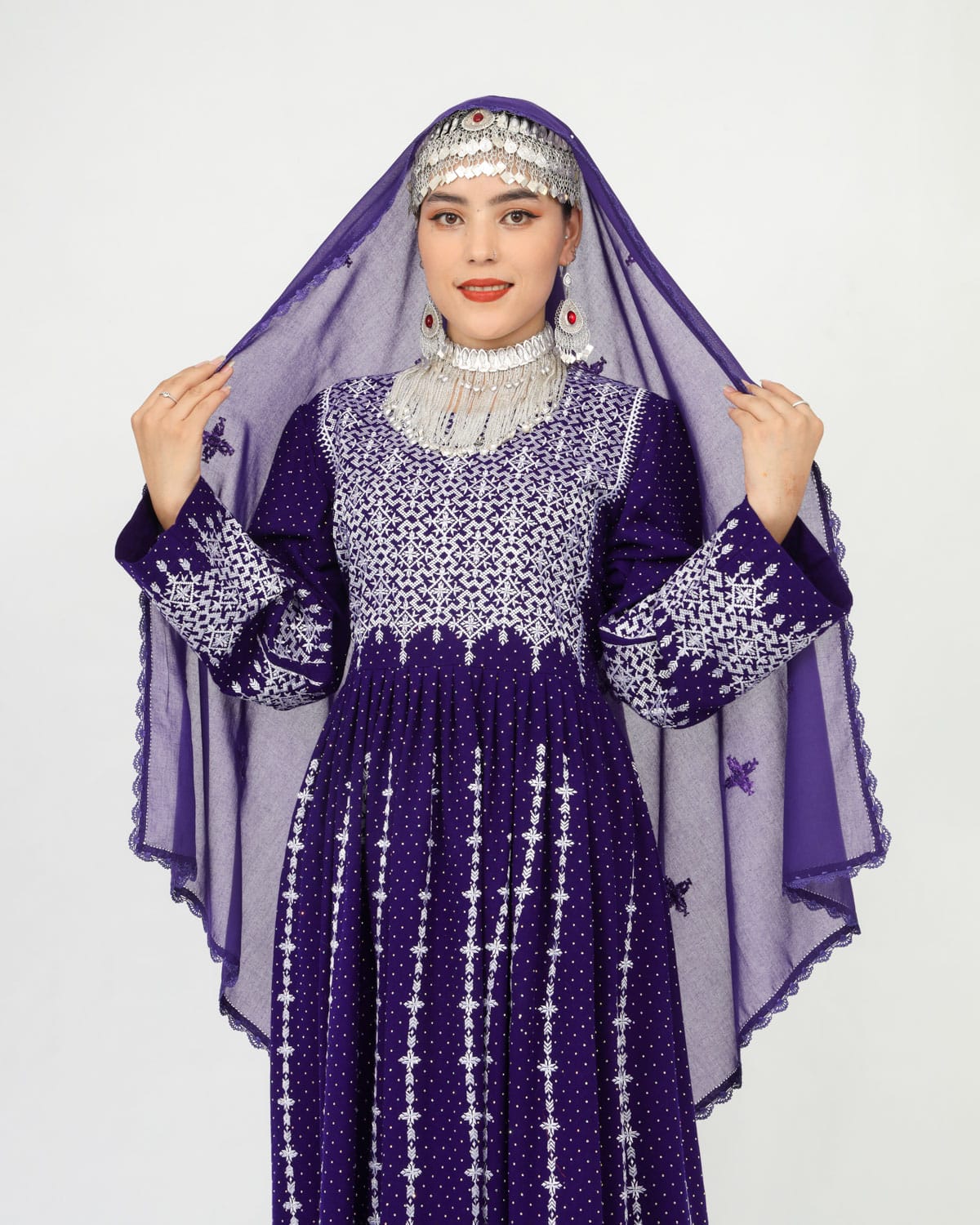 Hazaragi Long Dress with Mirror Work & Embroidered Shawl – Cotton Fabric