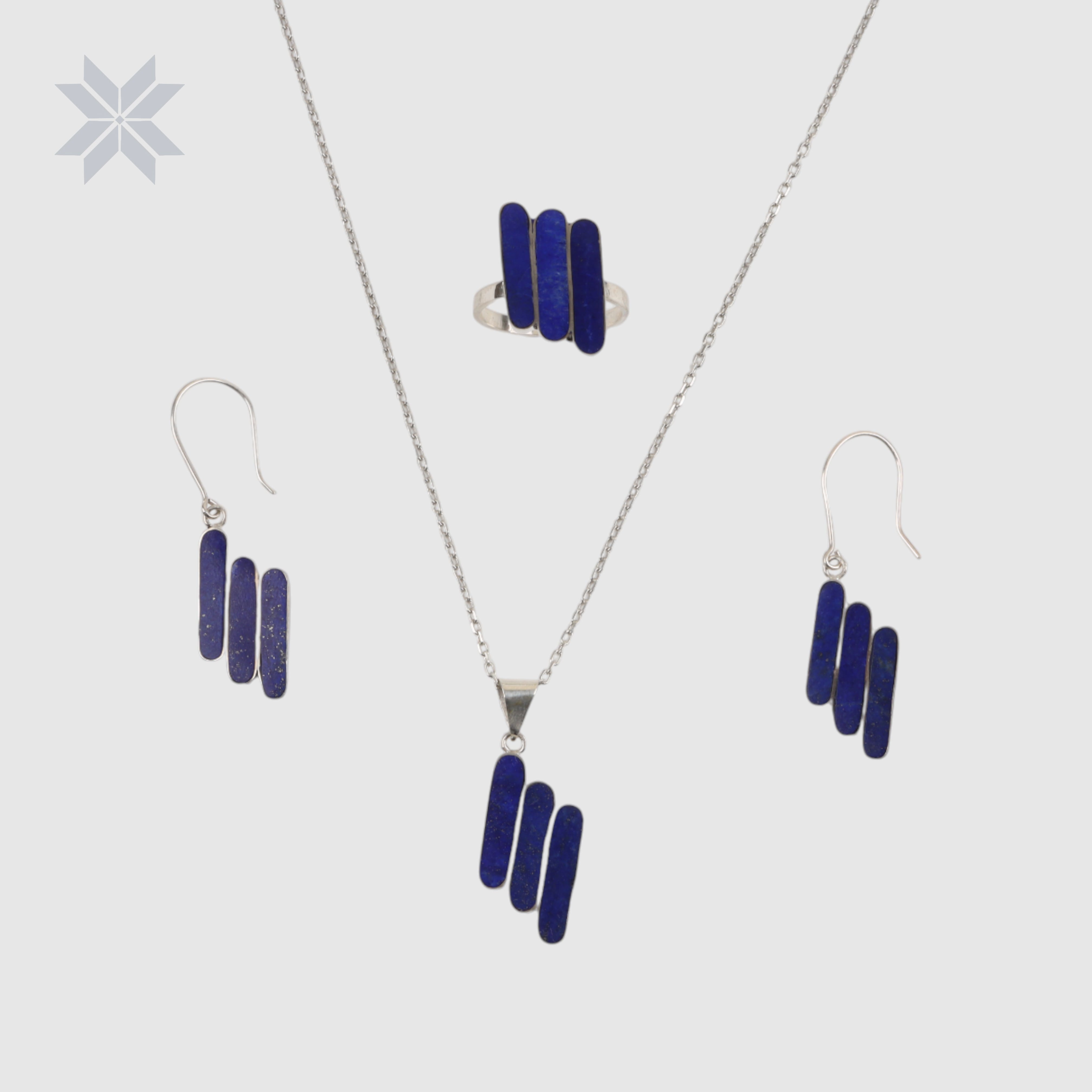 Lapis Lazuli Stones  Earning, Ring and Necklace Jewelry Set