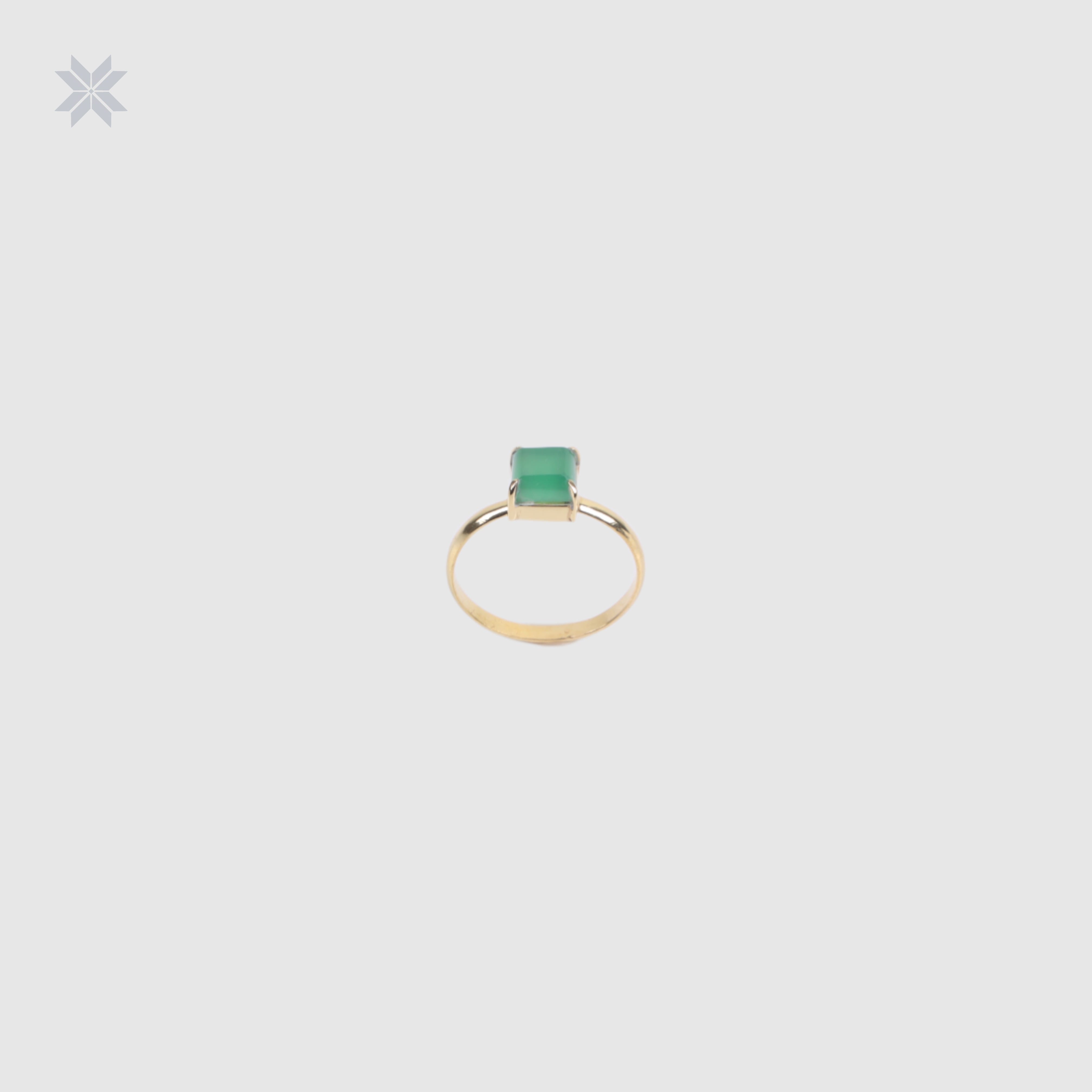 Handmade Green Agate Ring – Gold-Plated Silver