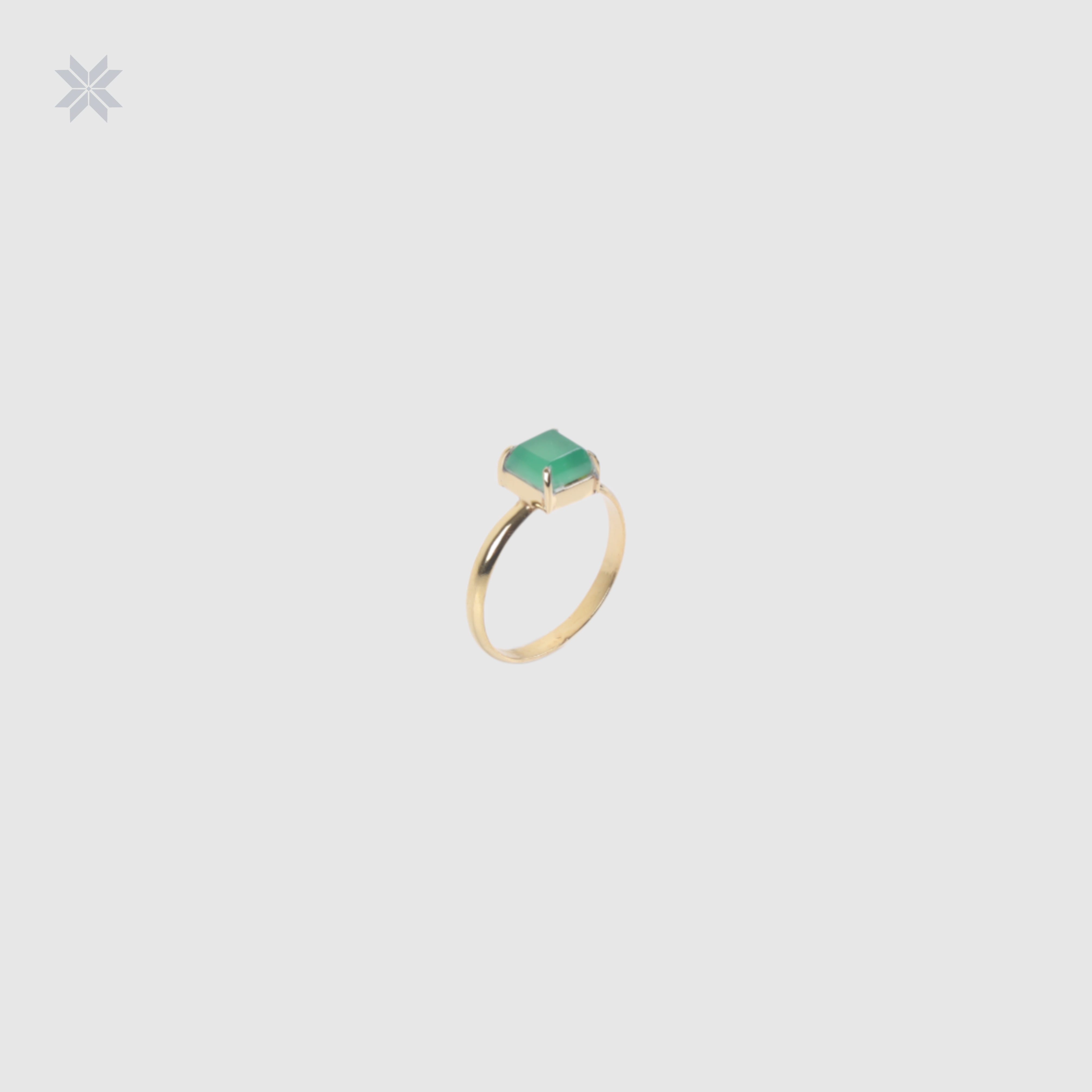 Handmade Green Agate Ring – Gold-Plated Silver