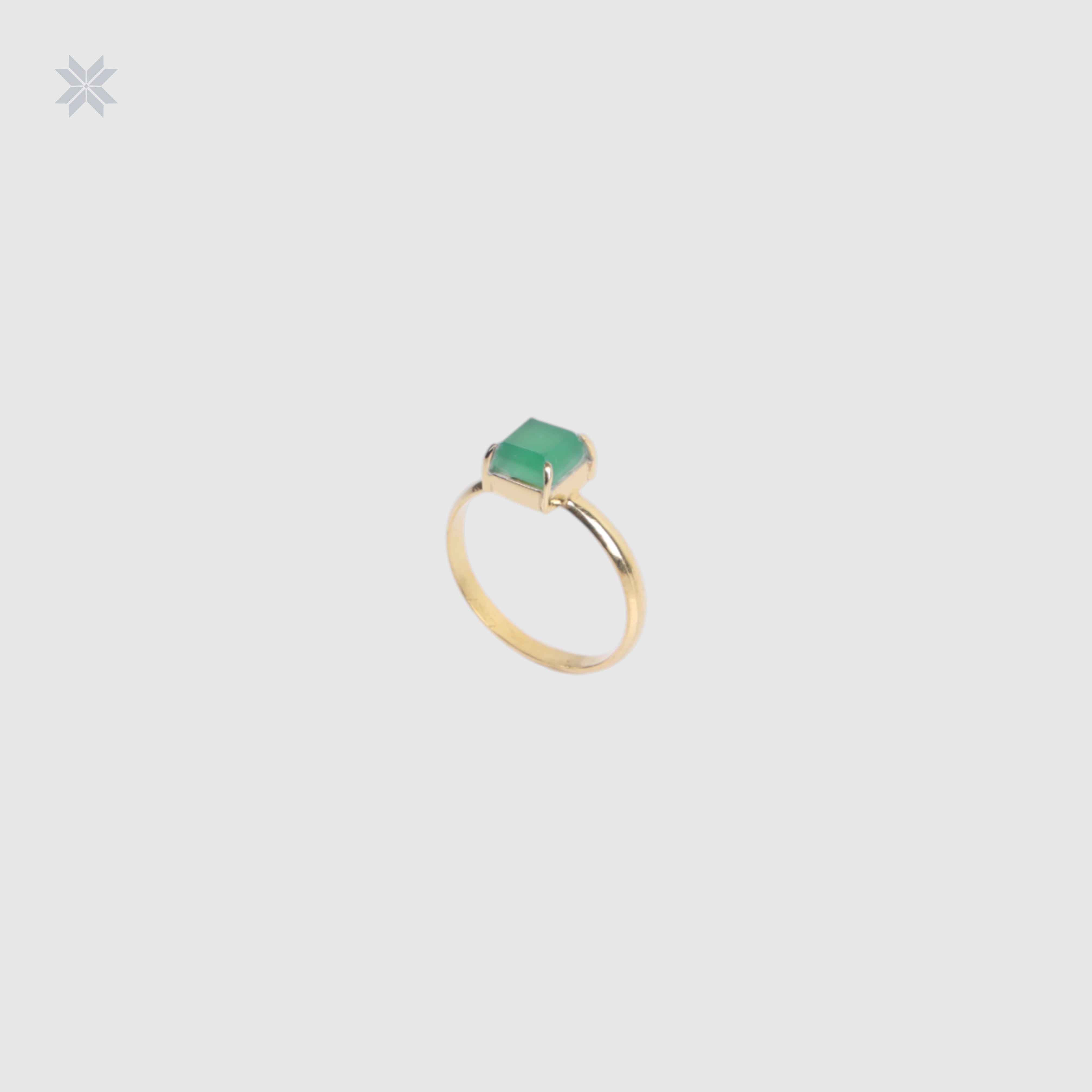Handmade Green Agate Ring – Gold-Plated Silver