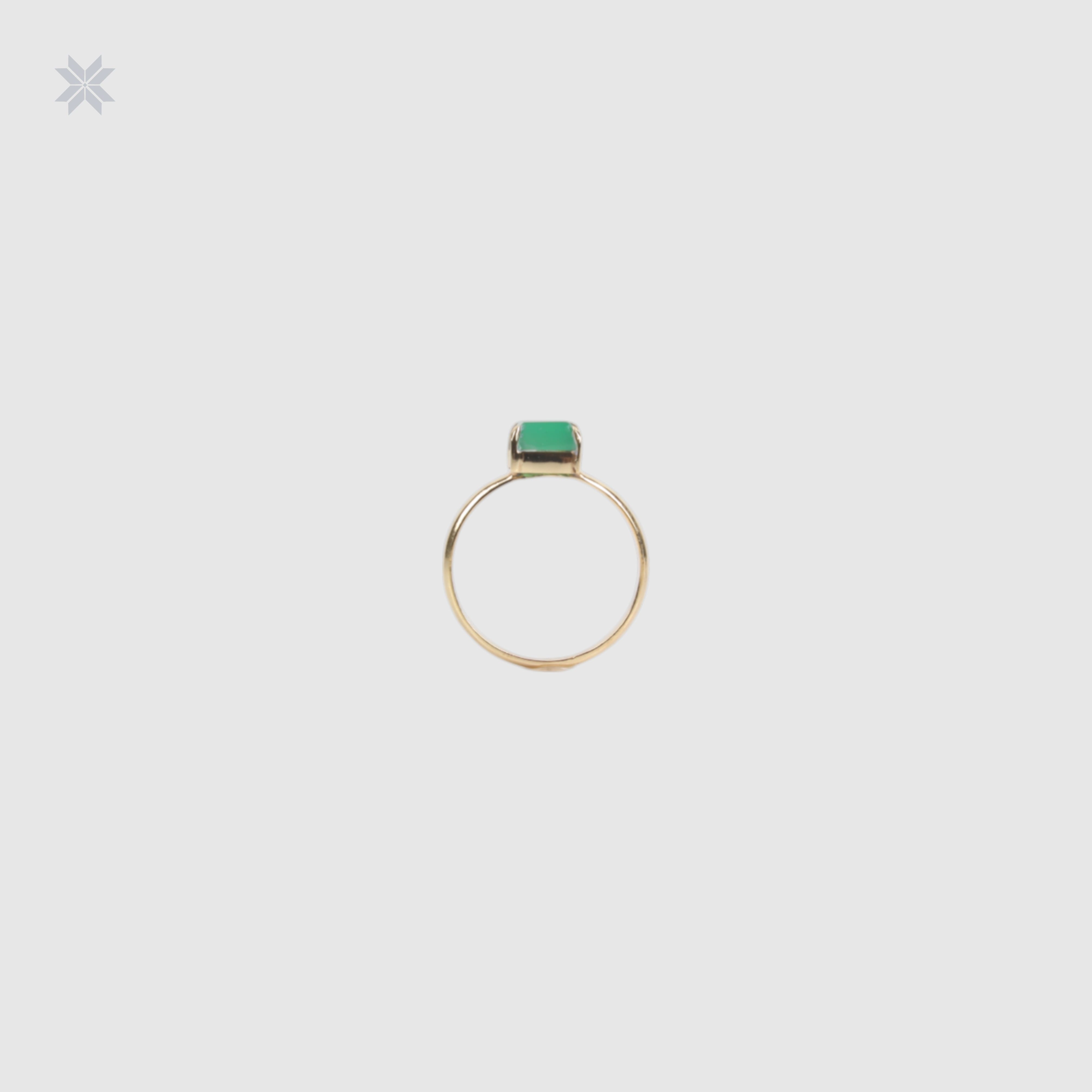 Handmade Green Agate Ring – Gold-Plated Silver