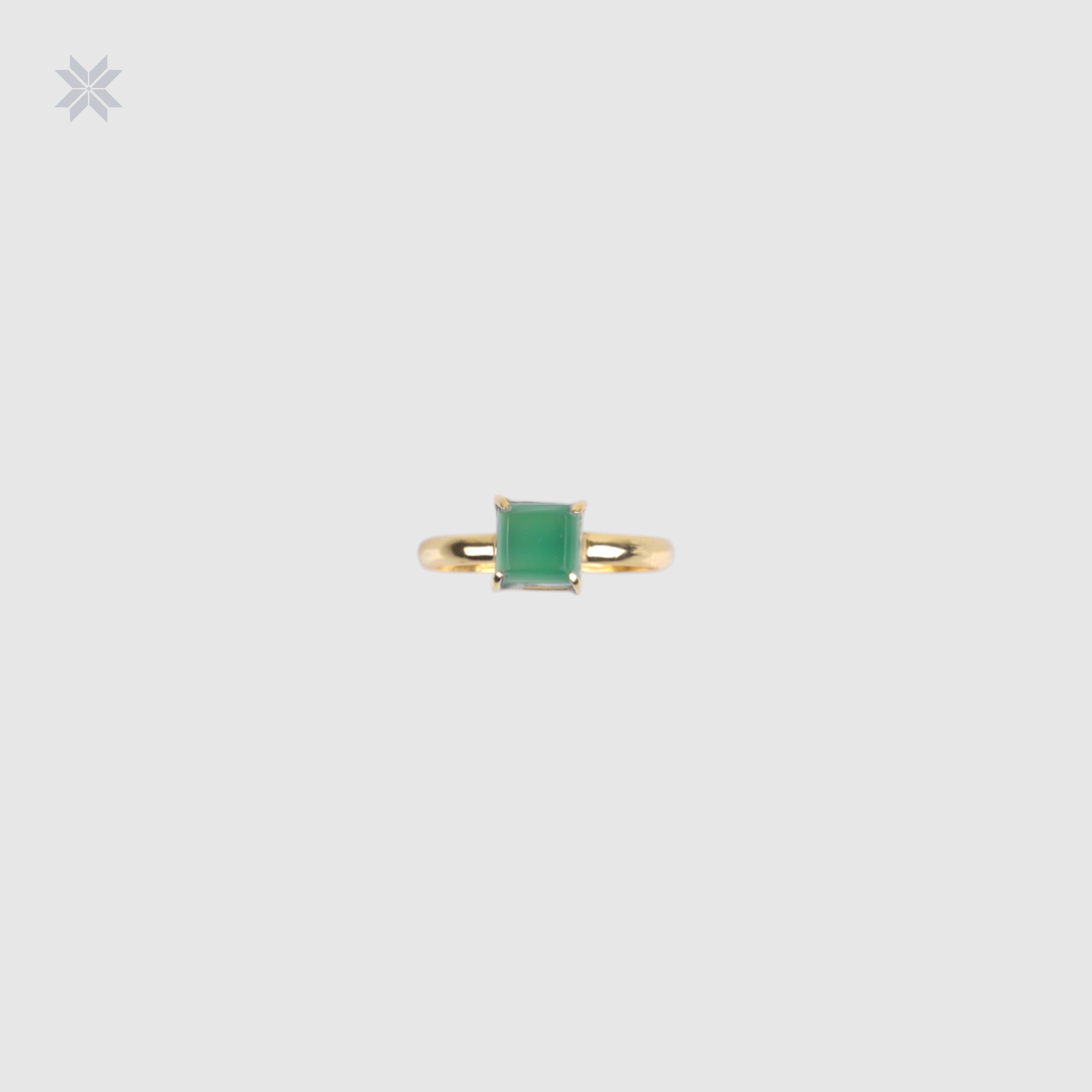 Handmade Green Agate Ring – Gold-Plated Silver