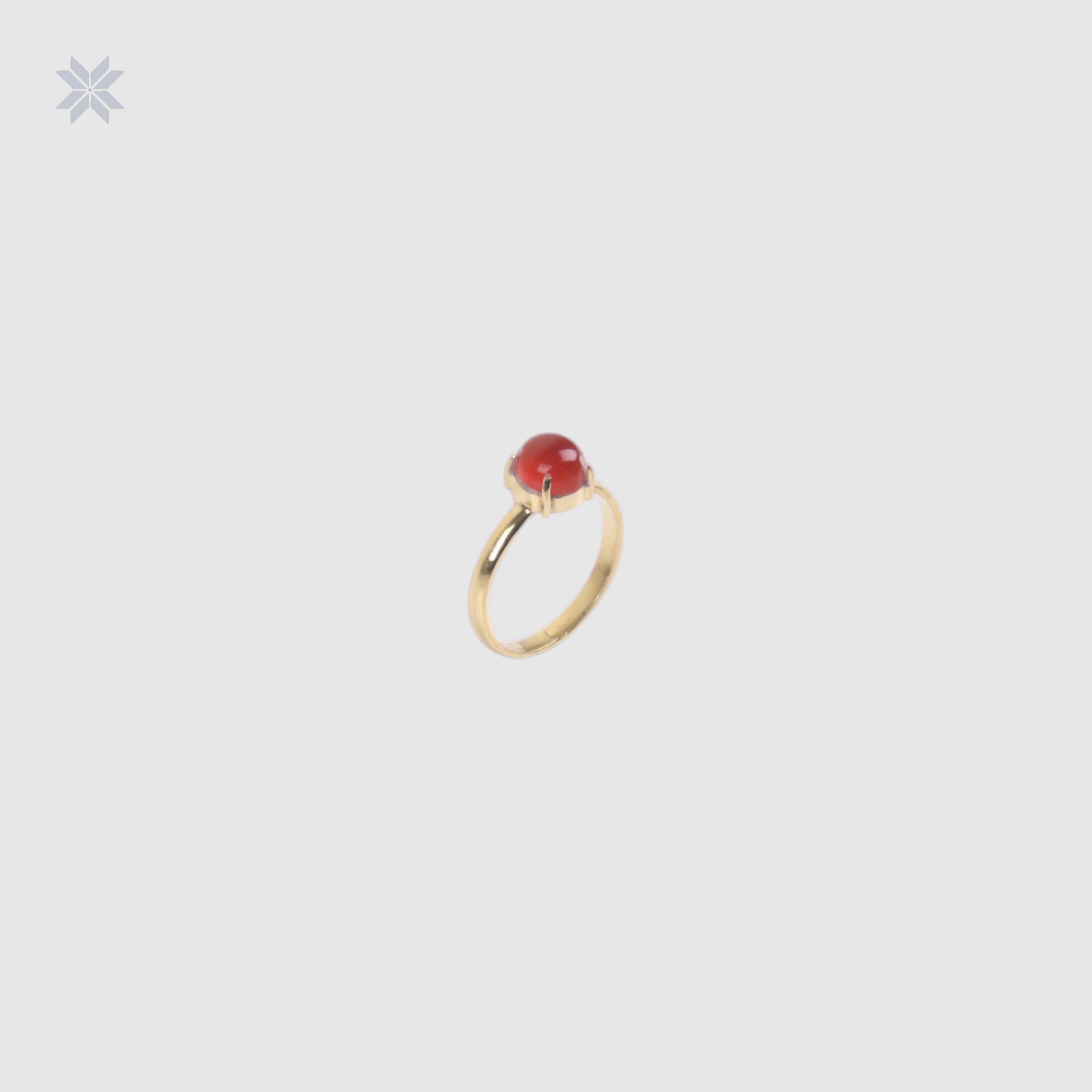 Handmade Red Onyx Ring Gold Plated Silver