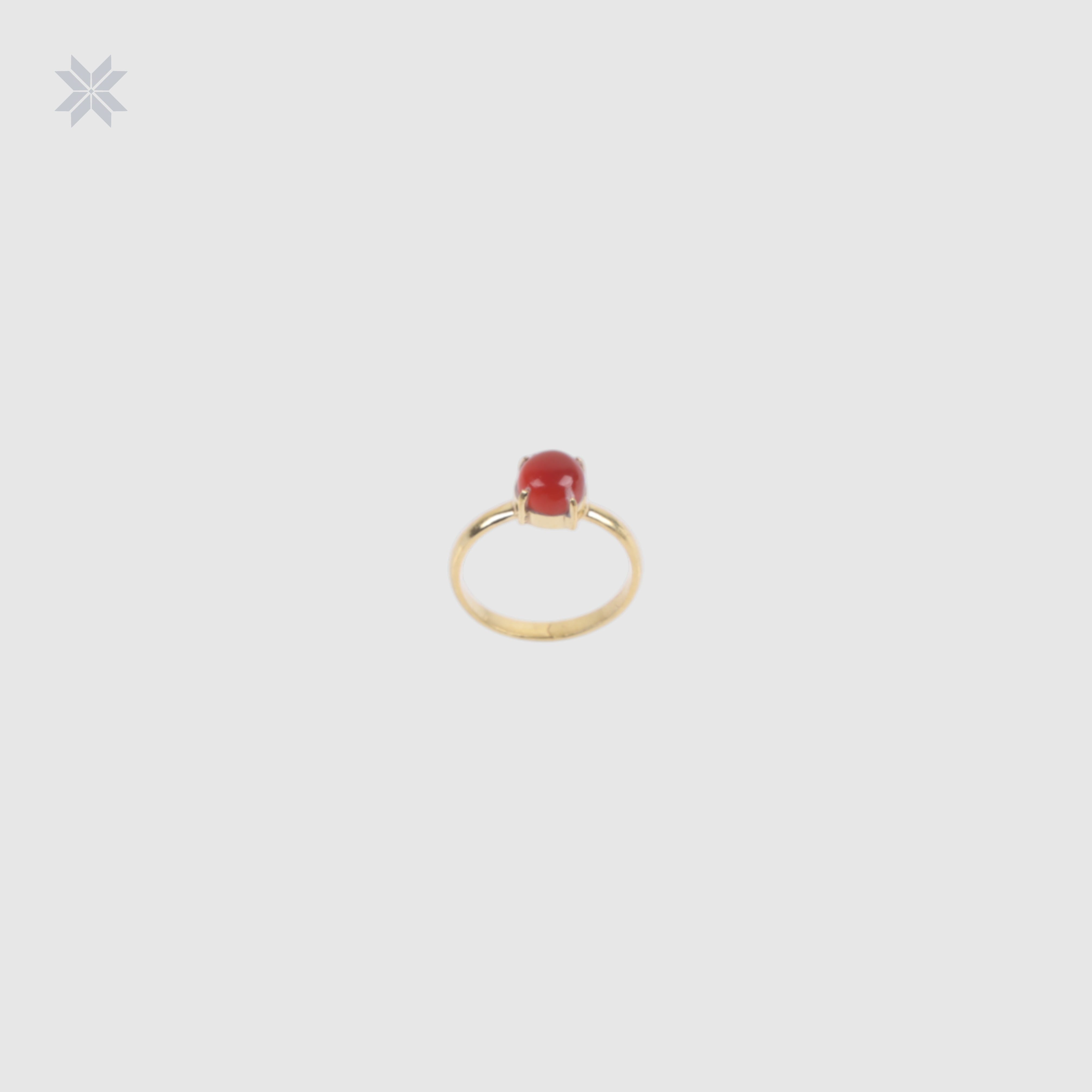 Handmade Red Onyx Ring Gold Plated Silver