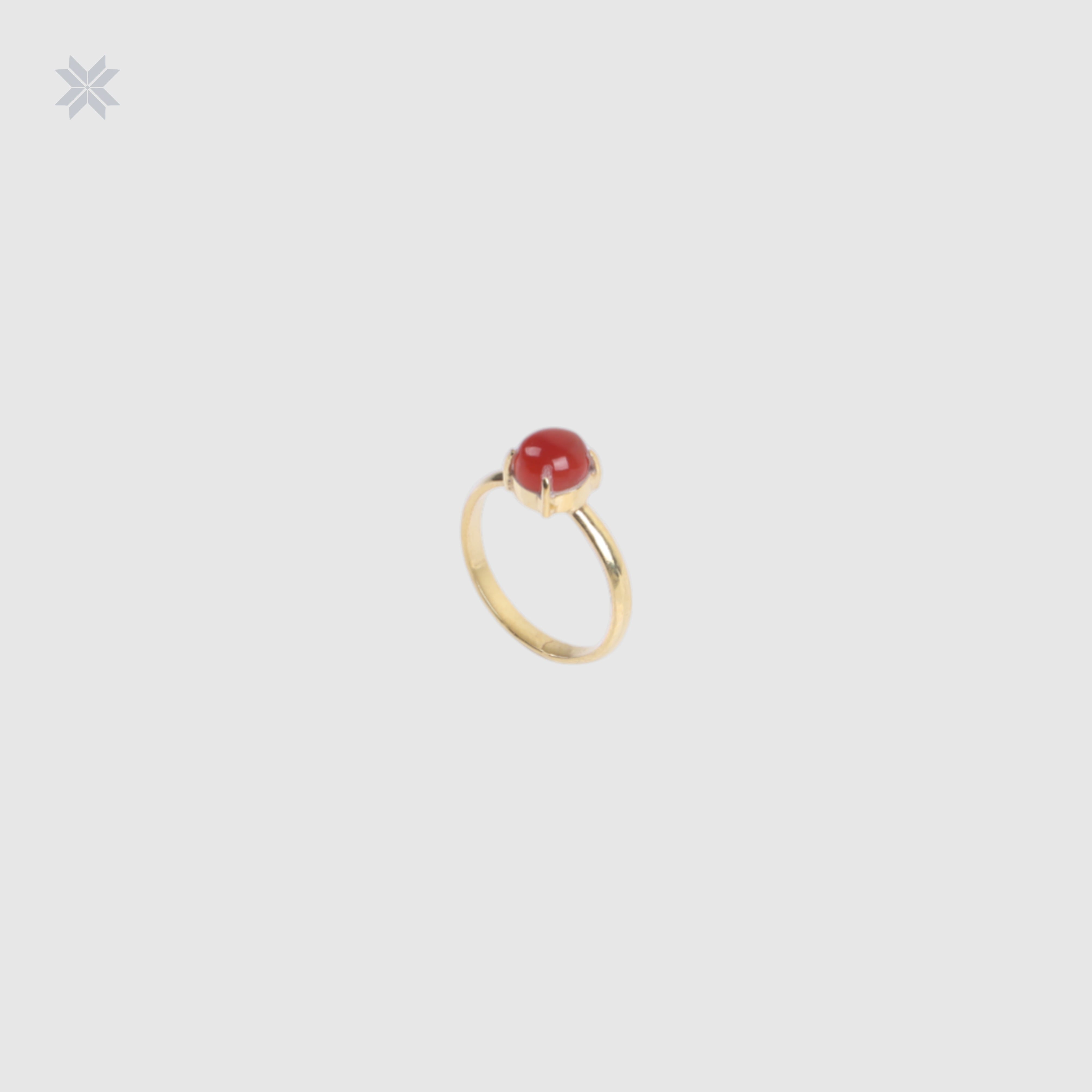 Handmade Red Onyx Ring Gold Plated Silver