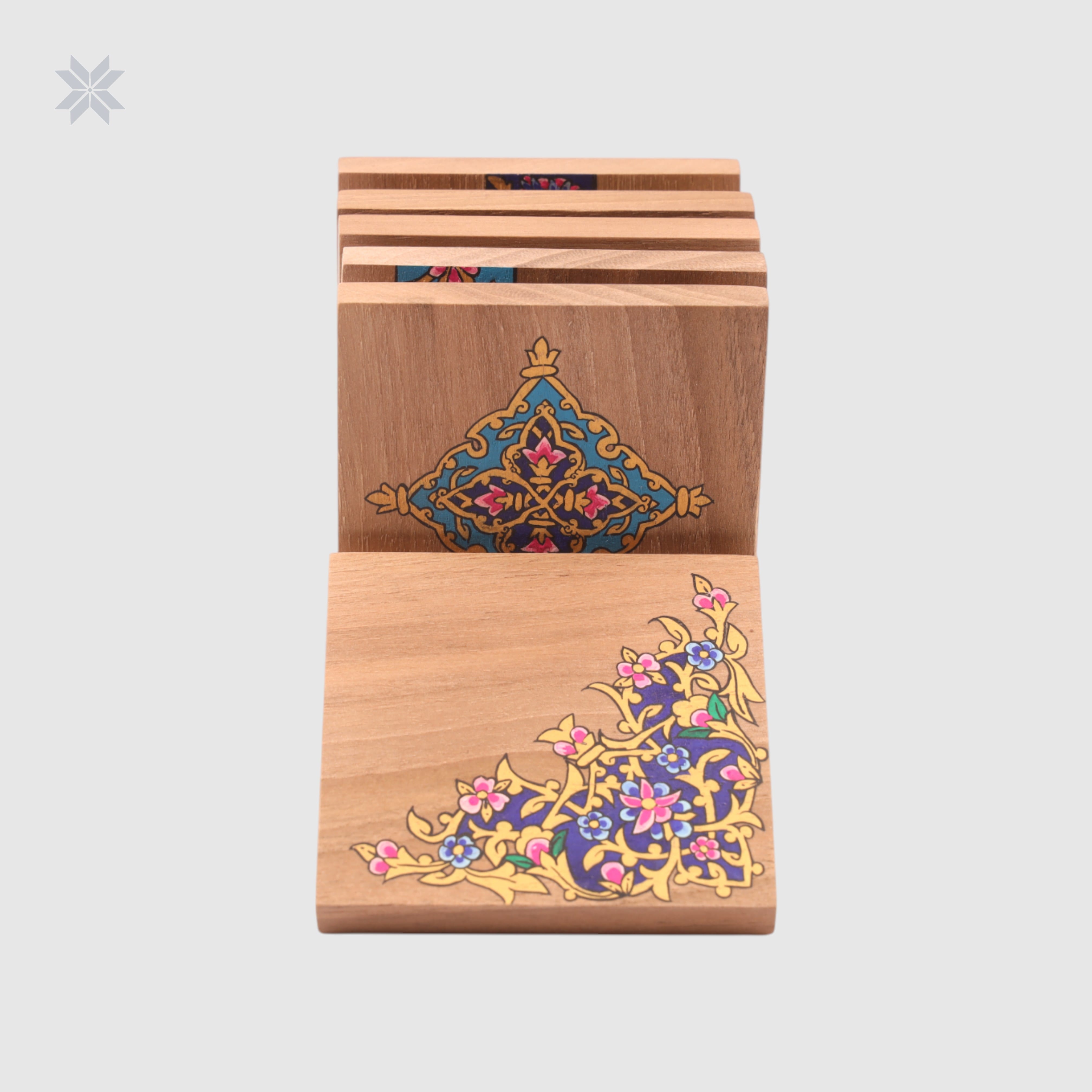 Coasters Miniature Wooden Coasters, Afghan Art