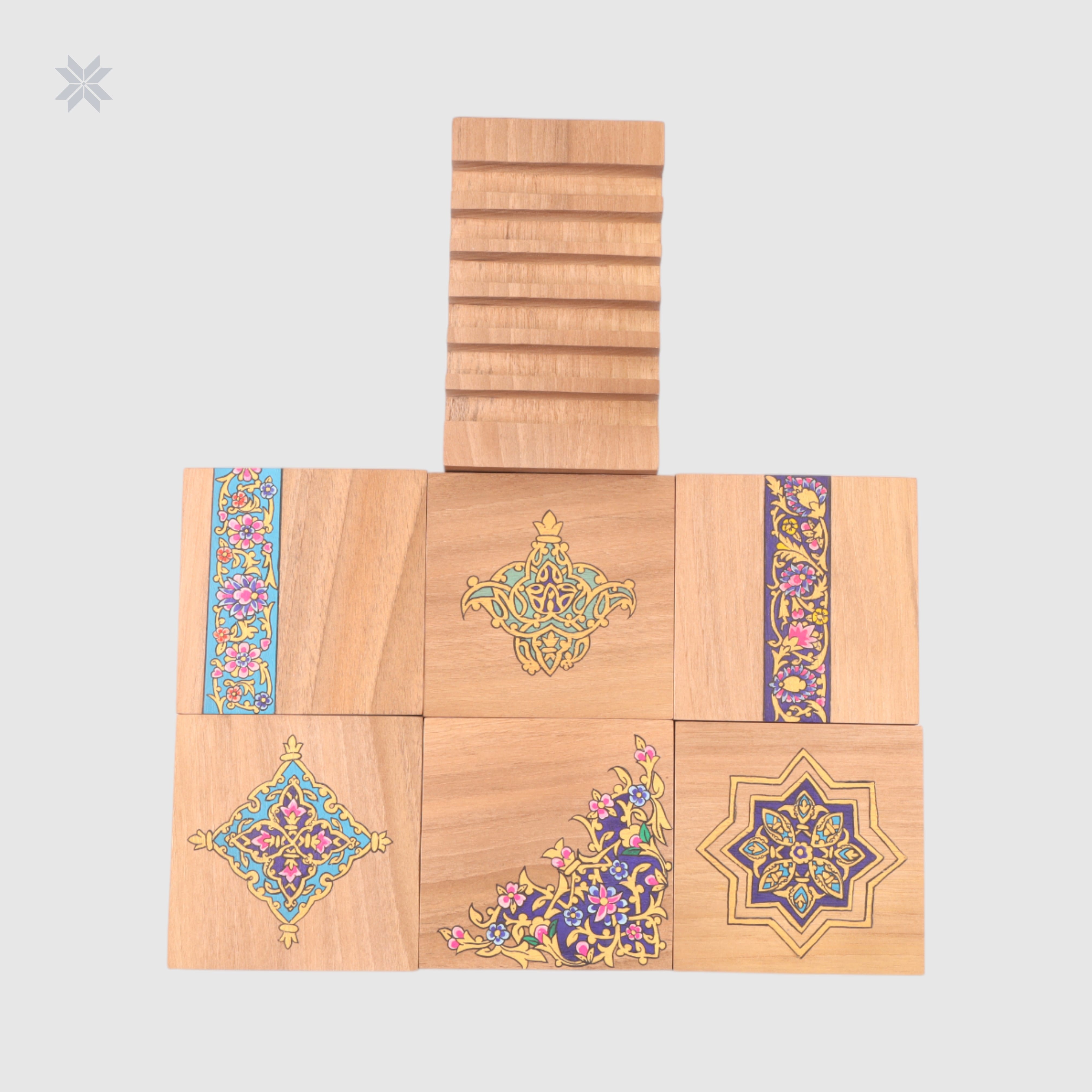 Coasters Miniature Wooden Coasters, Afghan Art