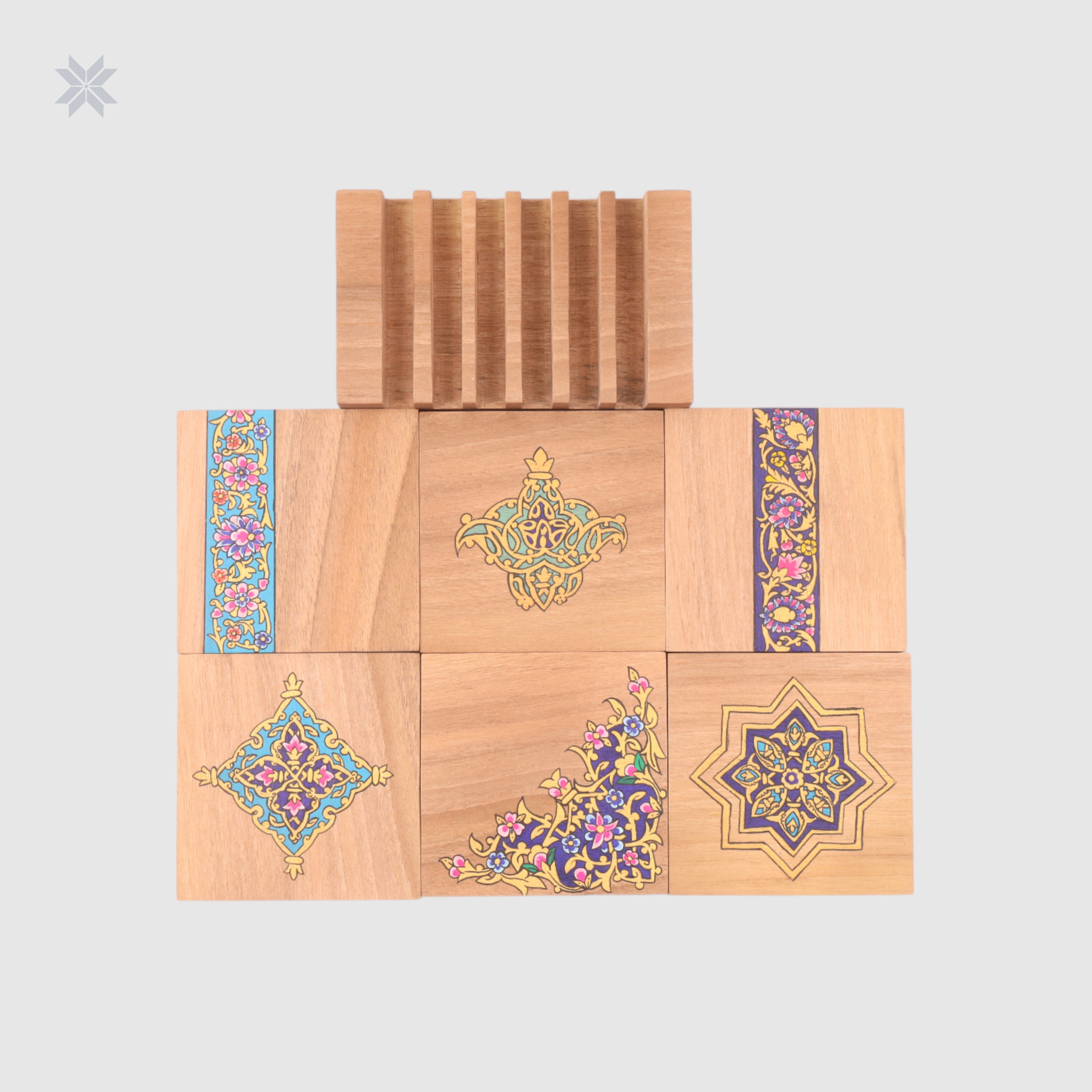Coasters Miniature Wooden Coasters, Afghan Art