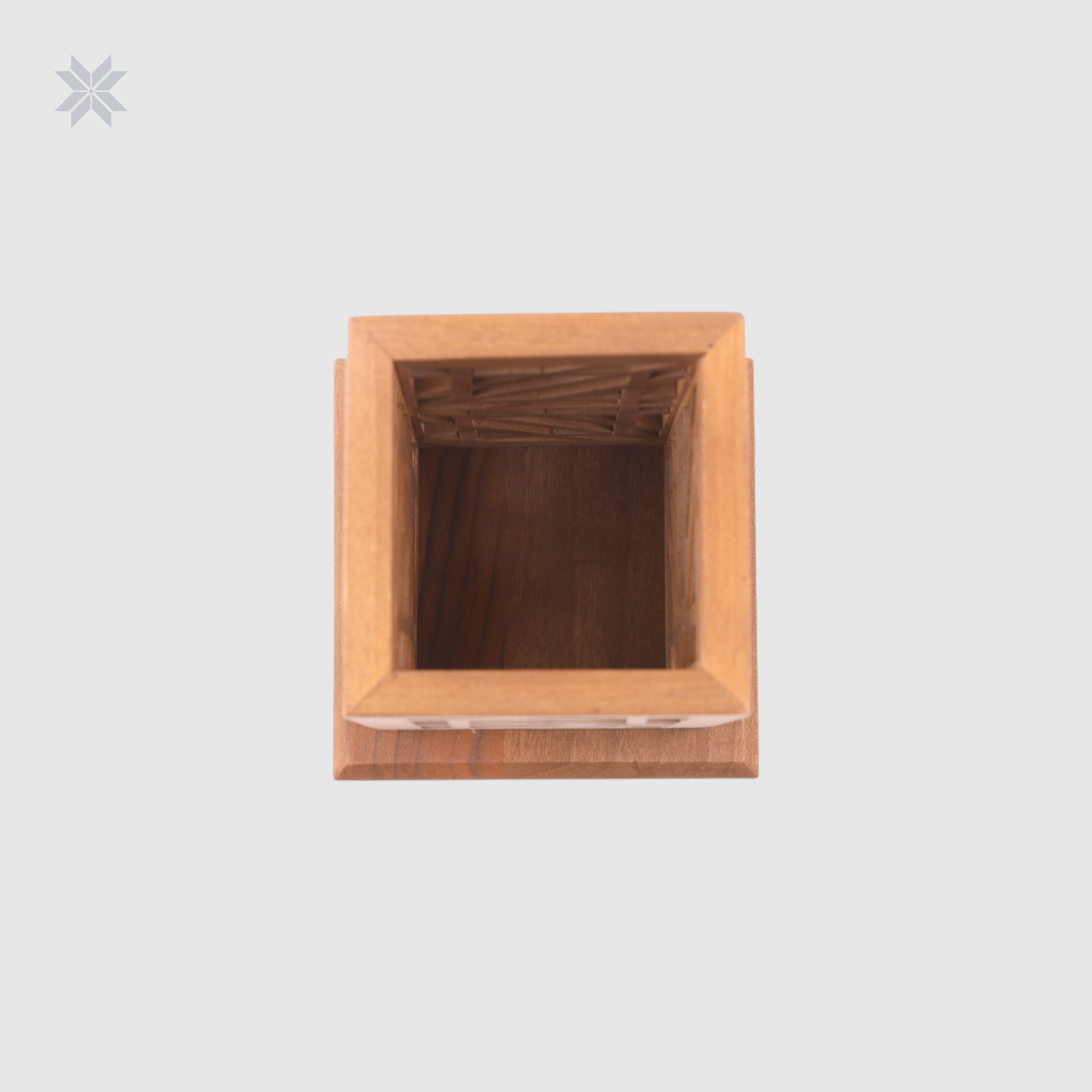 Handcrafted Wooden Pen Holder with Lattice Design