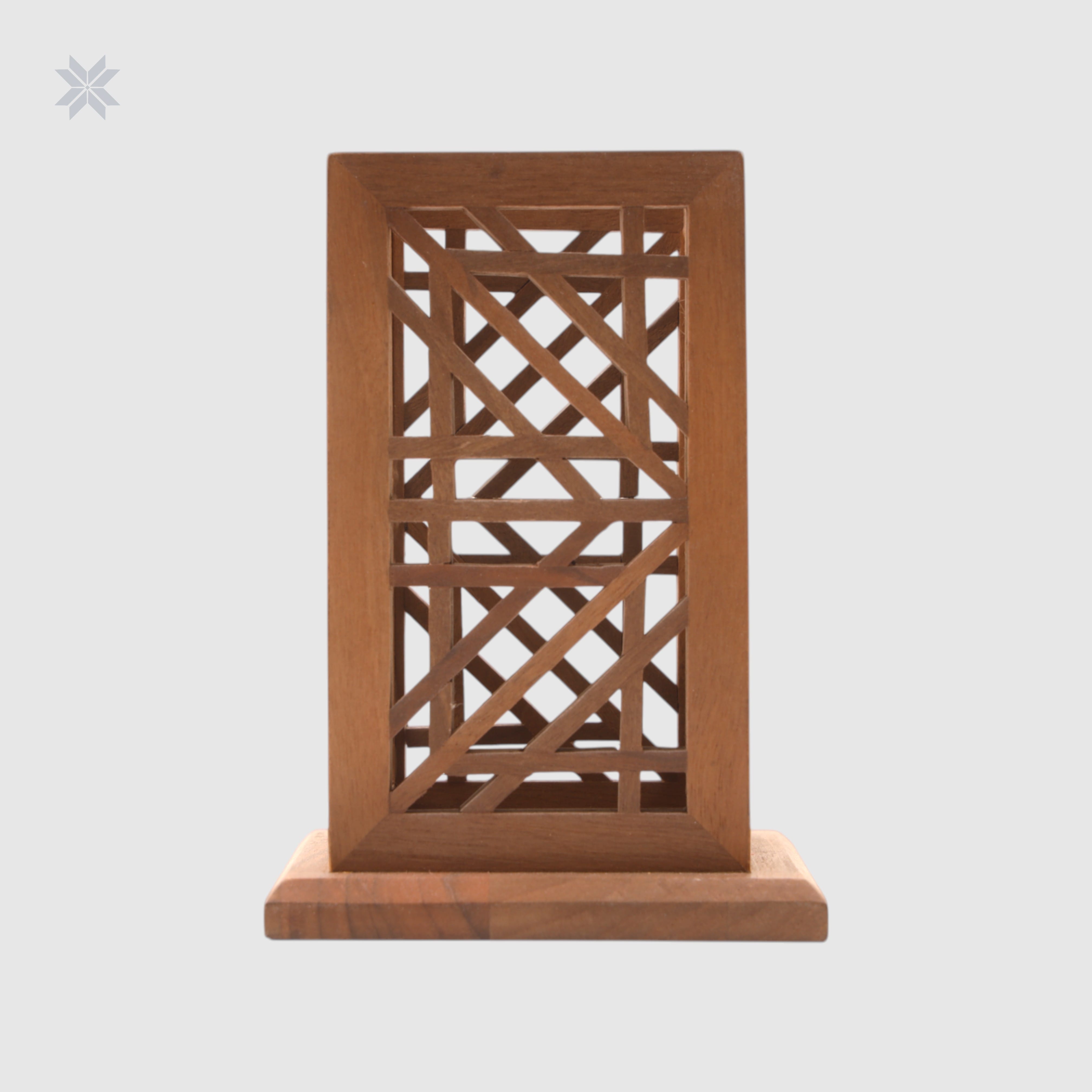 Handcrafted Wooden Pen Holder with Lattice Design
