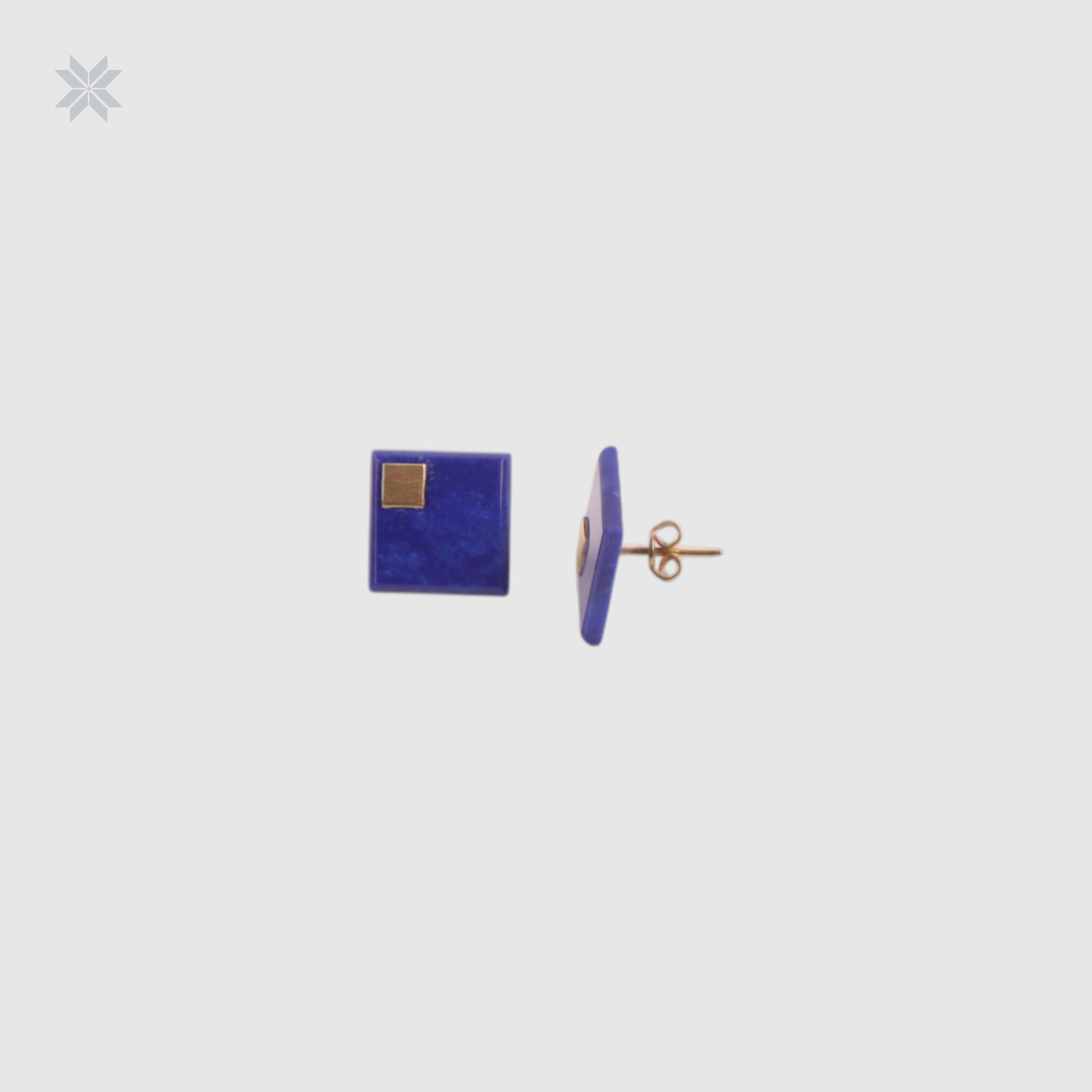 Handmade Square Lapis Lazuli Stud Earrings