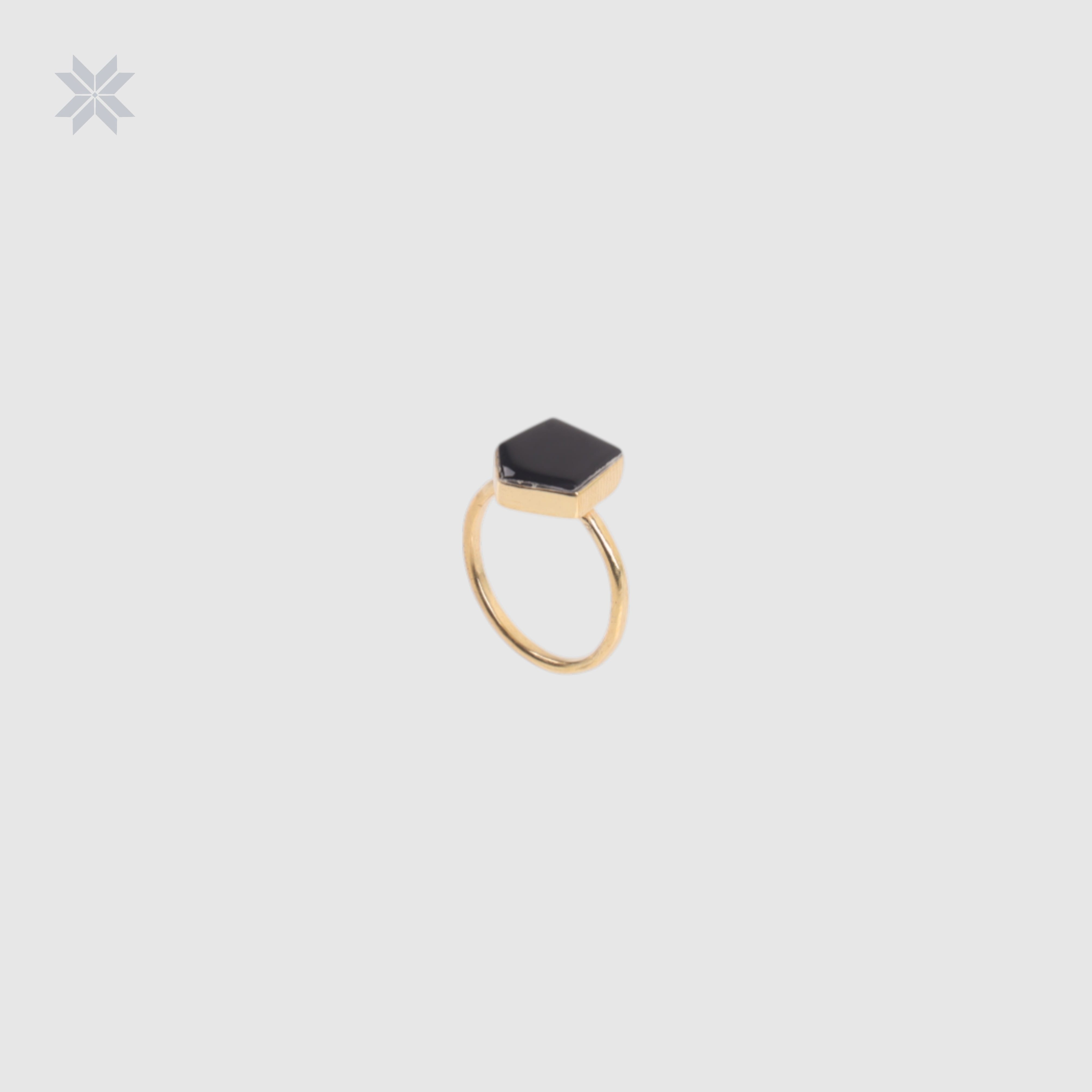 Handmade Black Onyx Women Ring Gold Plated