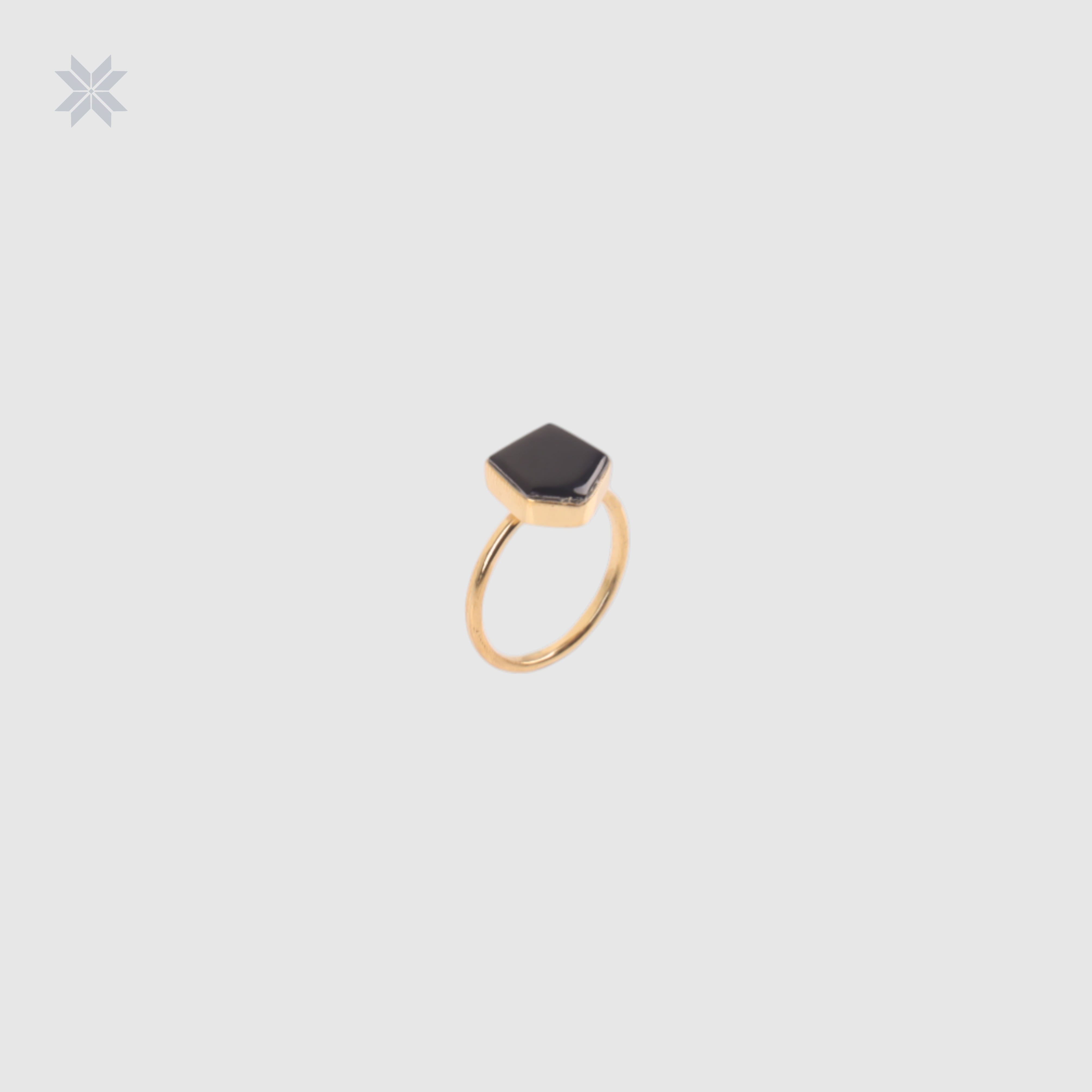 Handmade Black Onyx Women Ring Gold Plated