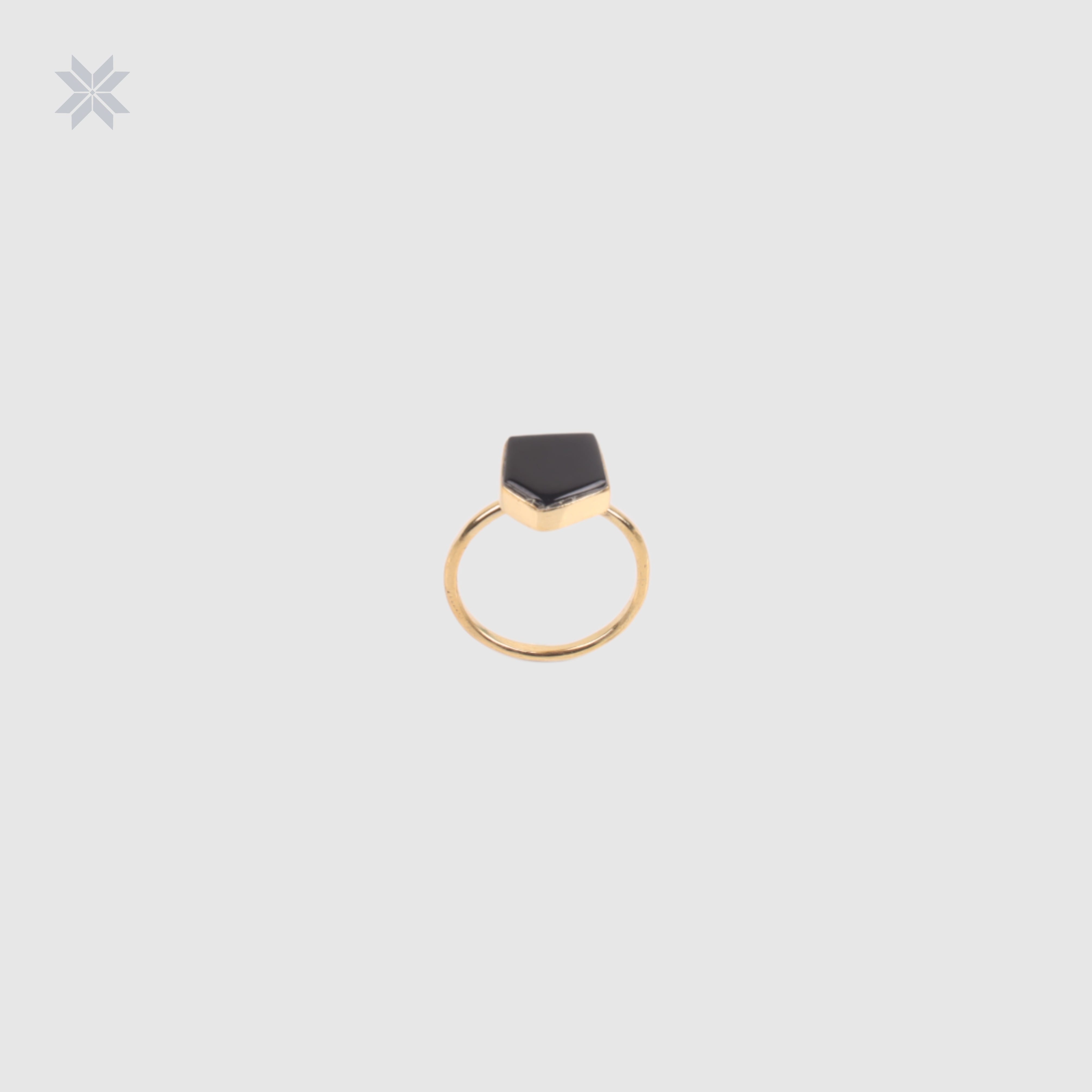 Handmade Black Onyx Women Ring Gold Plated