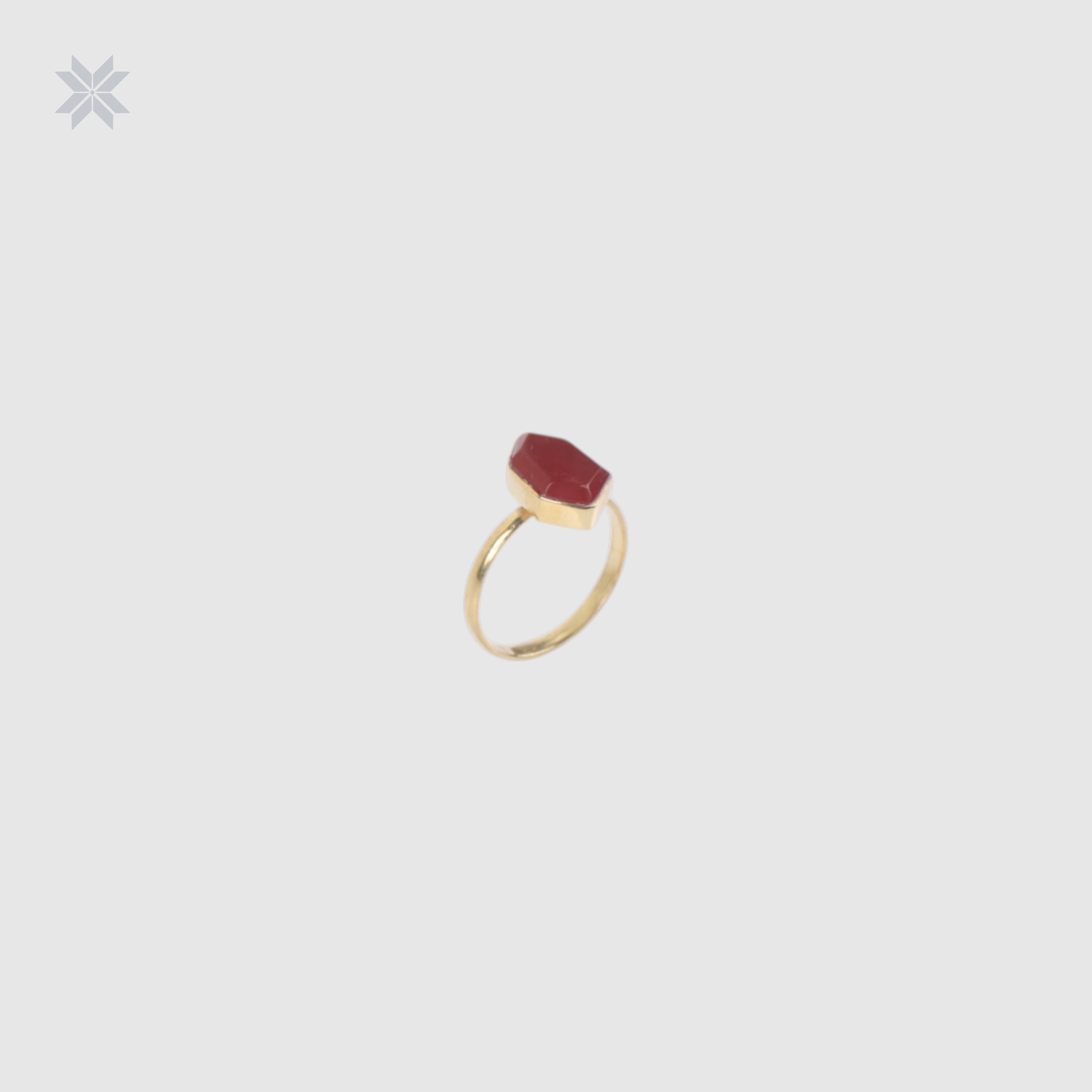 Red Onyx Women Ring Gold Plated