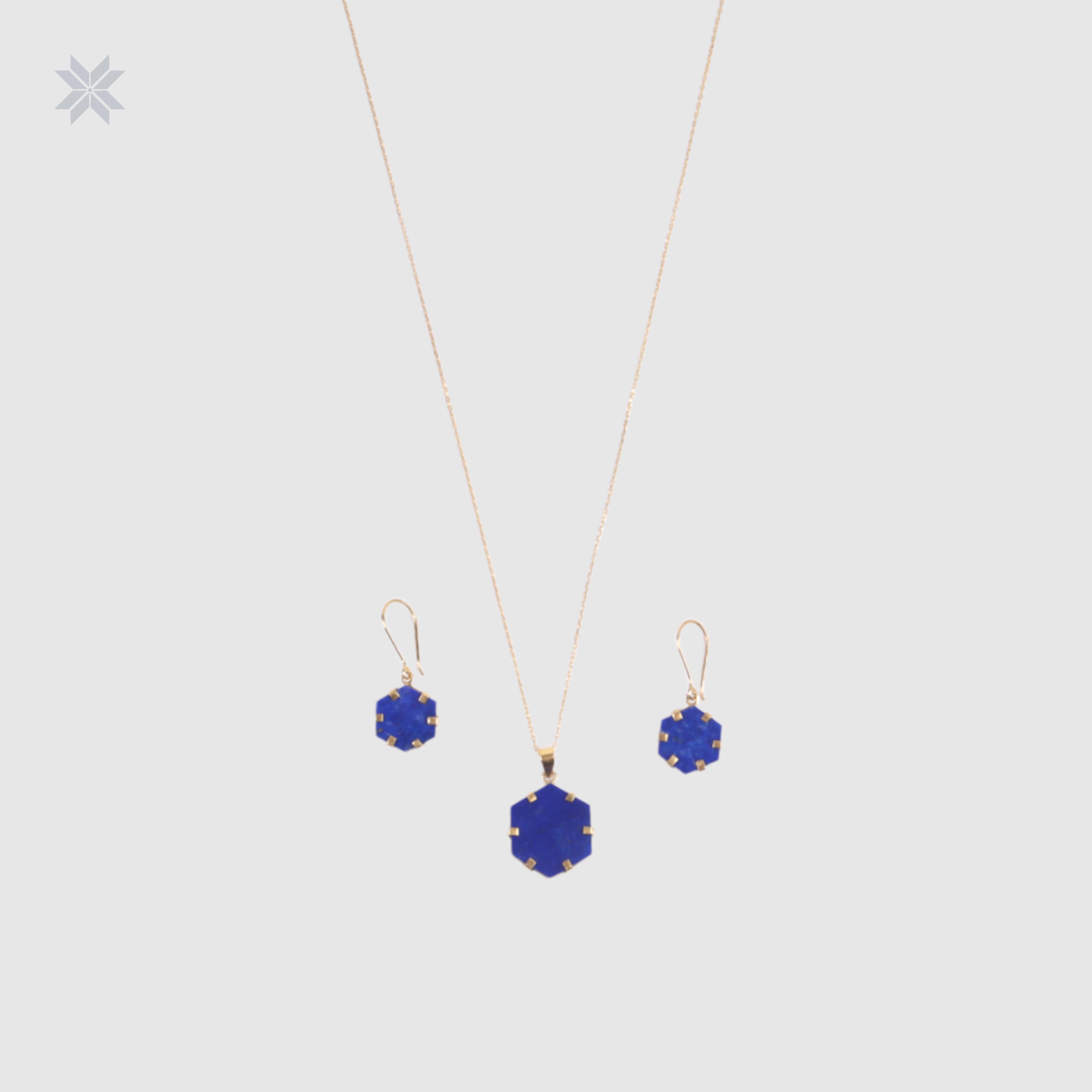 Lapis Jewelry Set Necklace & Earrings Handmade