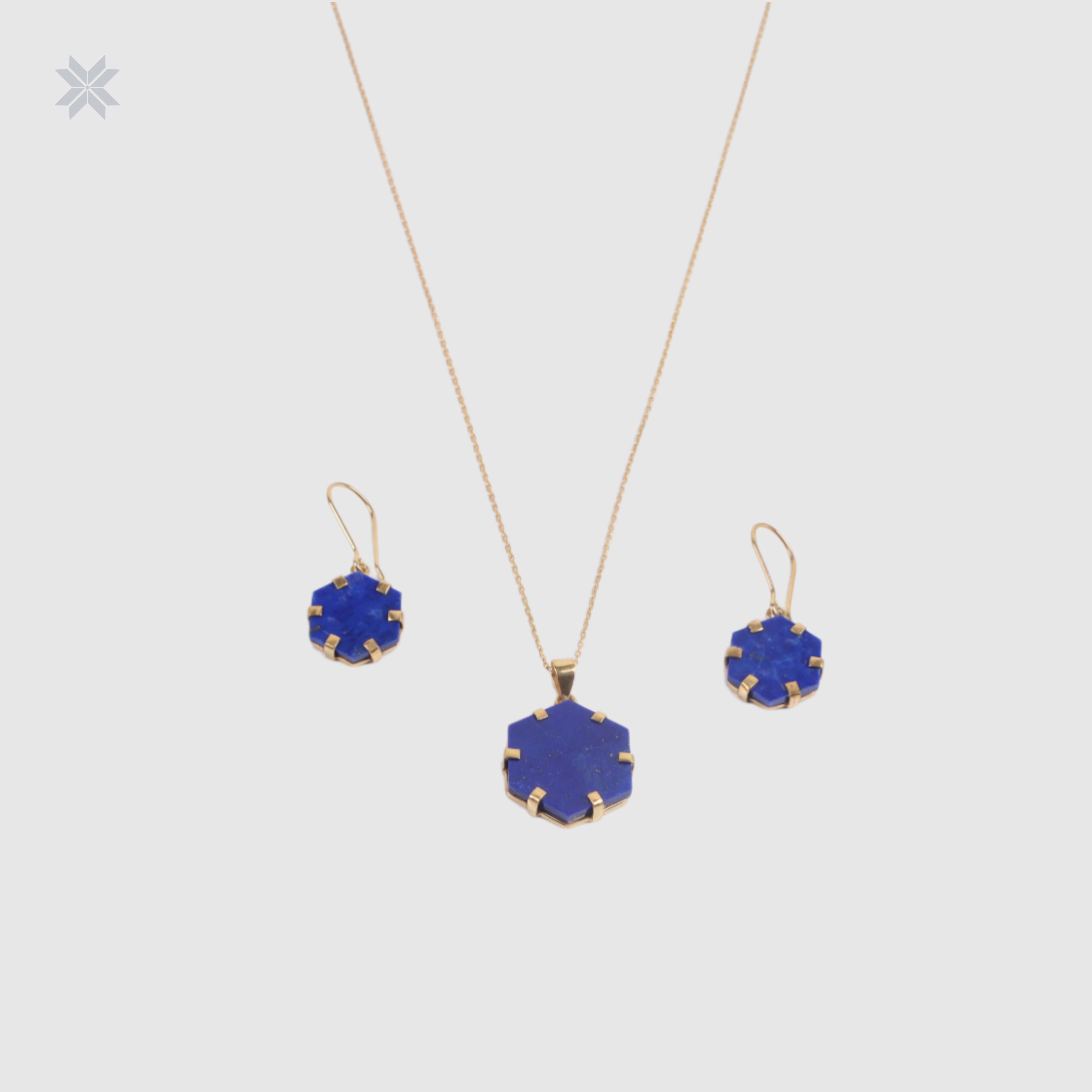 Lapis Jewelry Set Necklace & Earrings Handmade