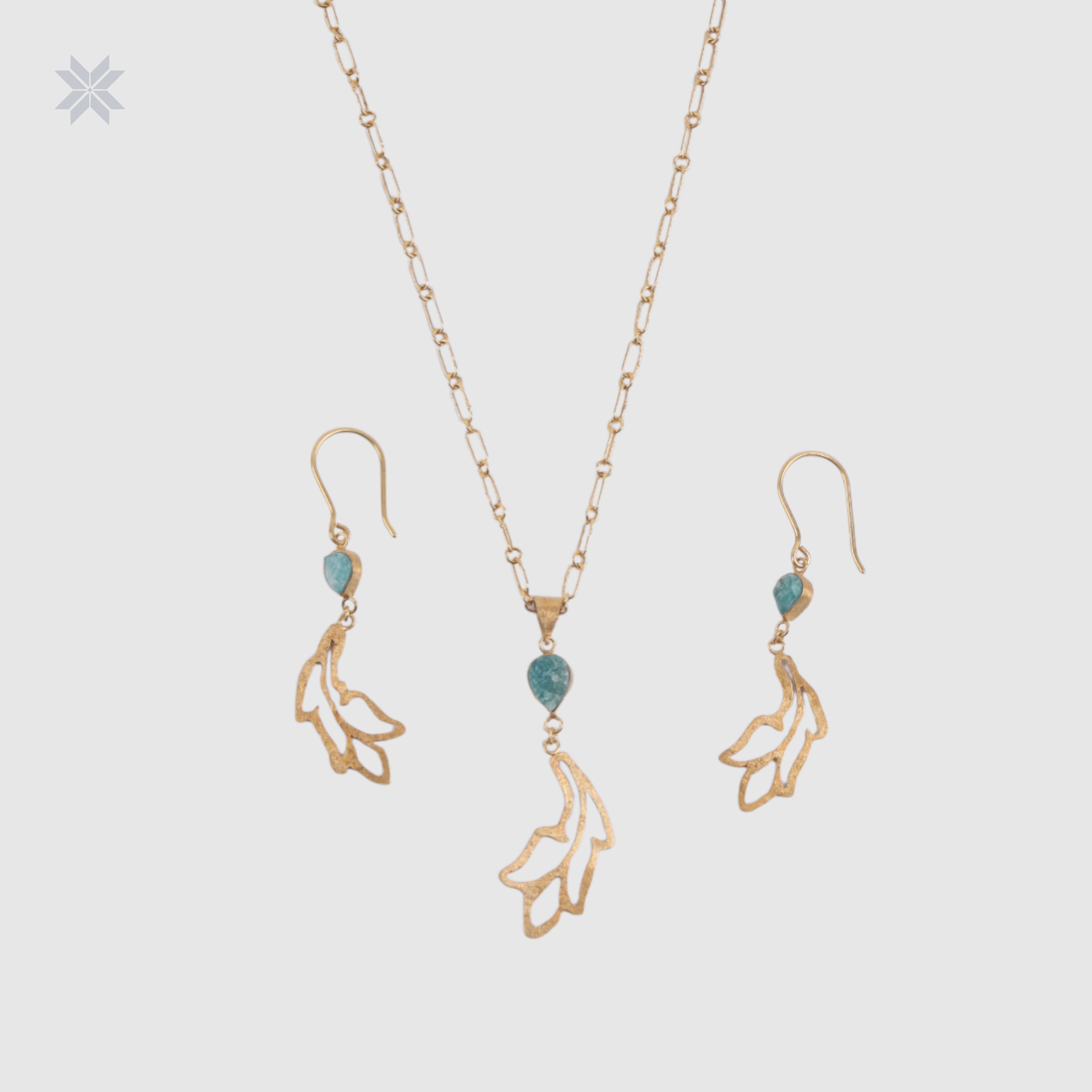 Afghanite Network Women Earrings & Necklace Set