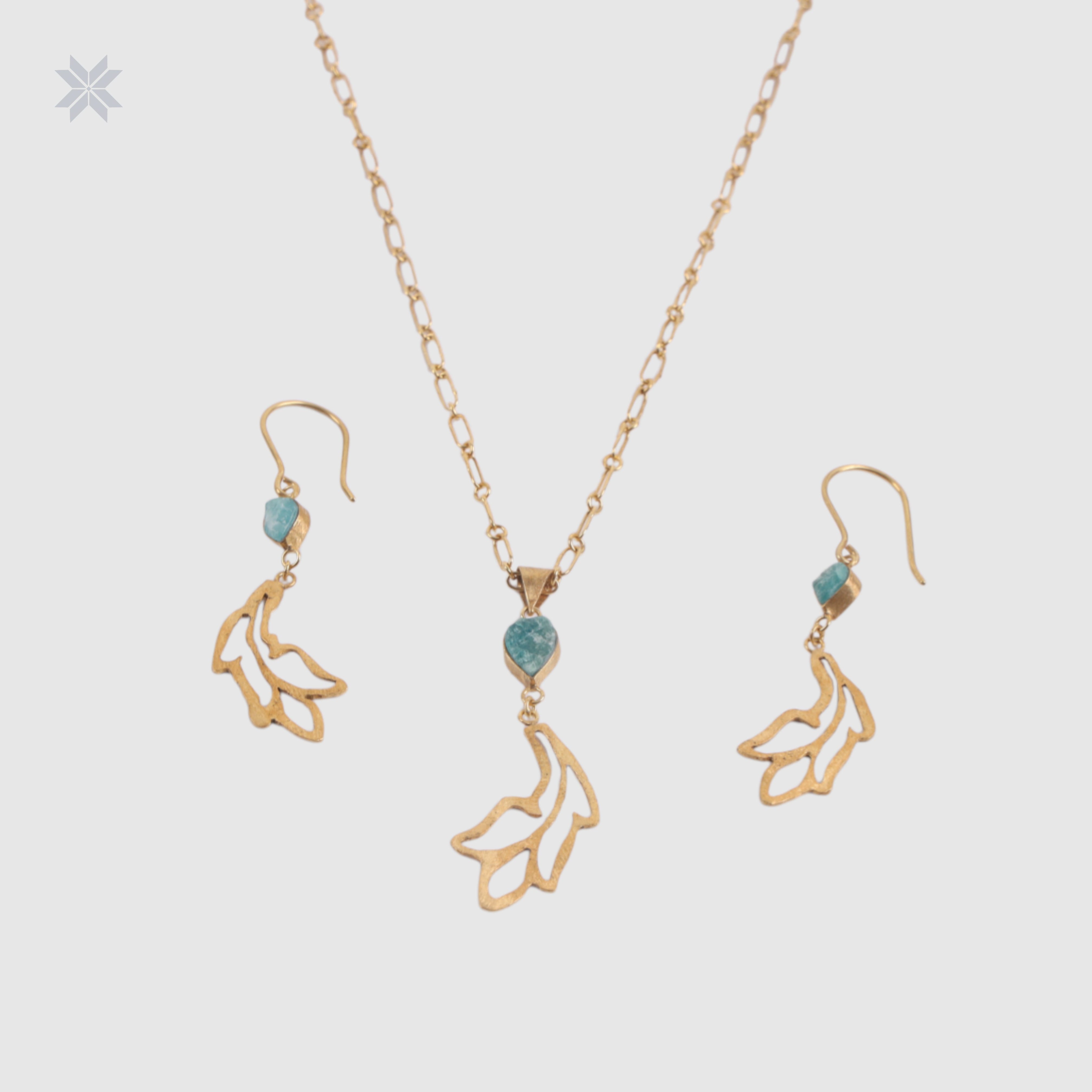 Afghanite Network Women Earrings & Necklace Set