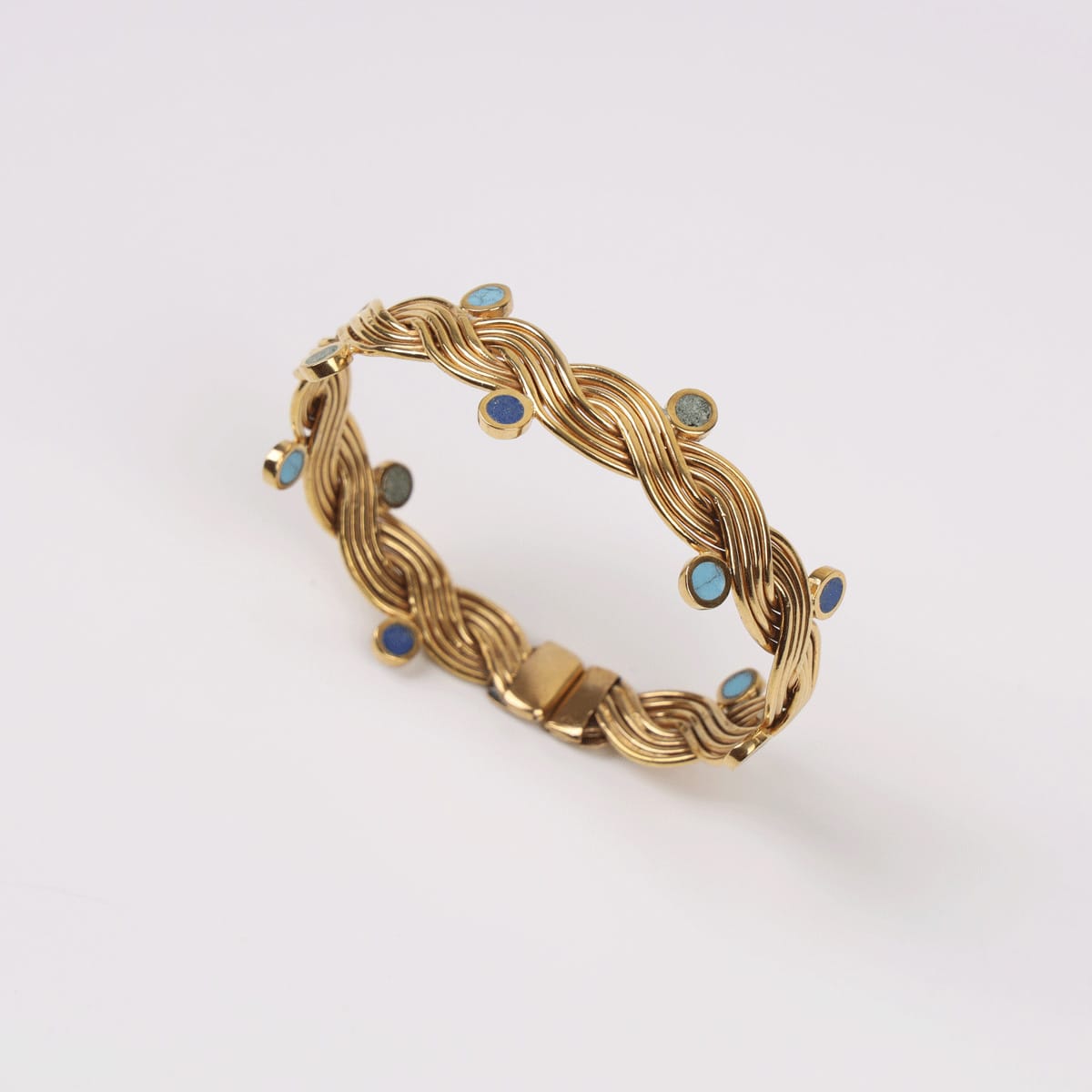 Artisan Touch Gold-Plated Bracelet with Lapis Lazuli & Turquoise