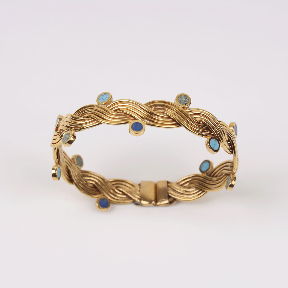 Artisan Touch Gold-Plated Bracelet with Lapis Lazuli & Turquoise