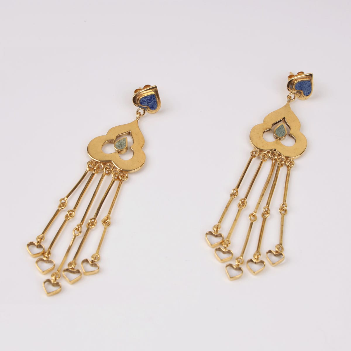 Virelia Earrings with Bamyan Turquoise and Gold-Plated Brass