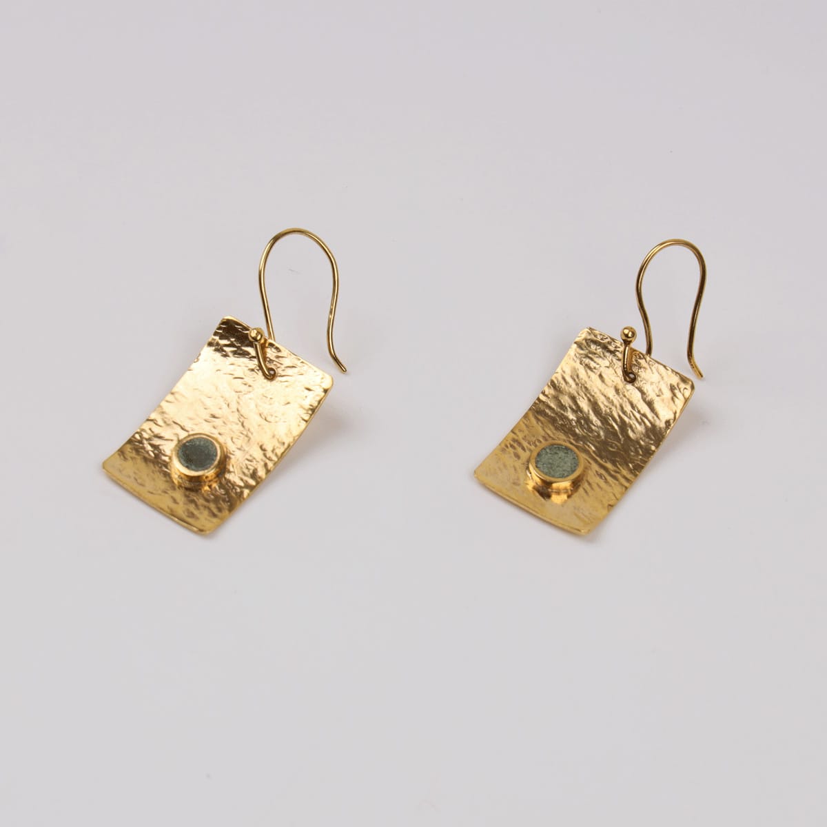 Vera Earrings with Bamyan Turquoise and Gold-Plated Brass