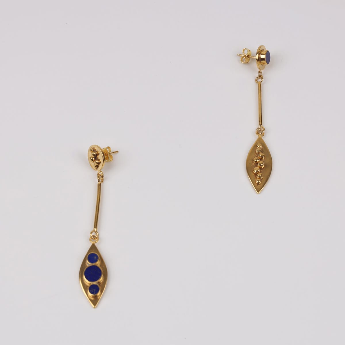 Oddy Earrings with Lapis Lazuli and Gold-Plated Brass