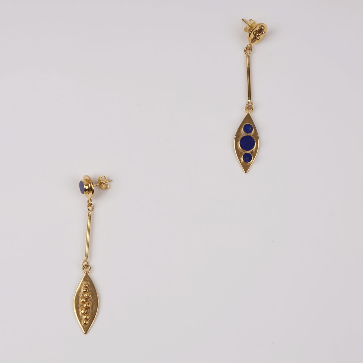 Oddy Earrings with Lapis Lazuli and Gold-Plated Brass