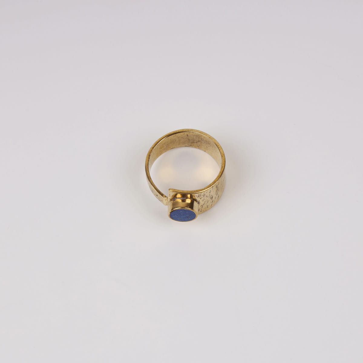 Unique Ring with Lapis Lazuli and Gold-Plated Brass