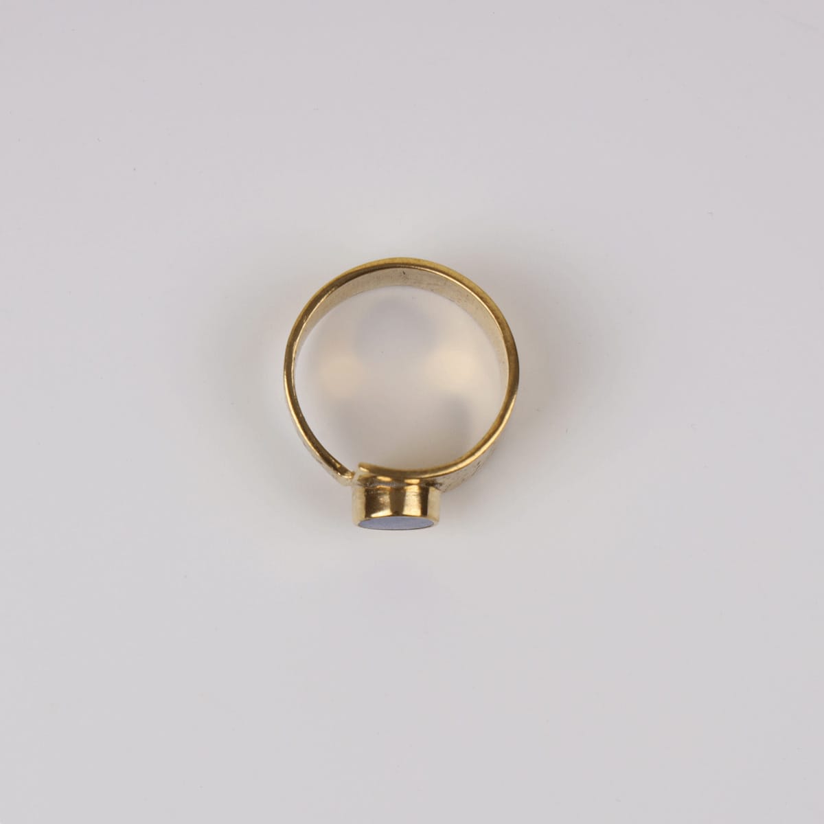 Unique Ring with Lapis Lazuli and Gold-Plated Brass