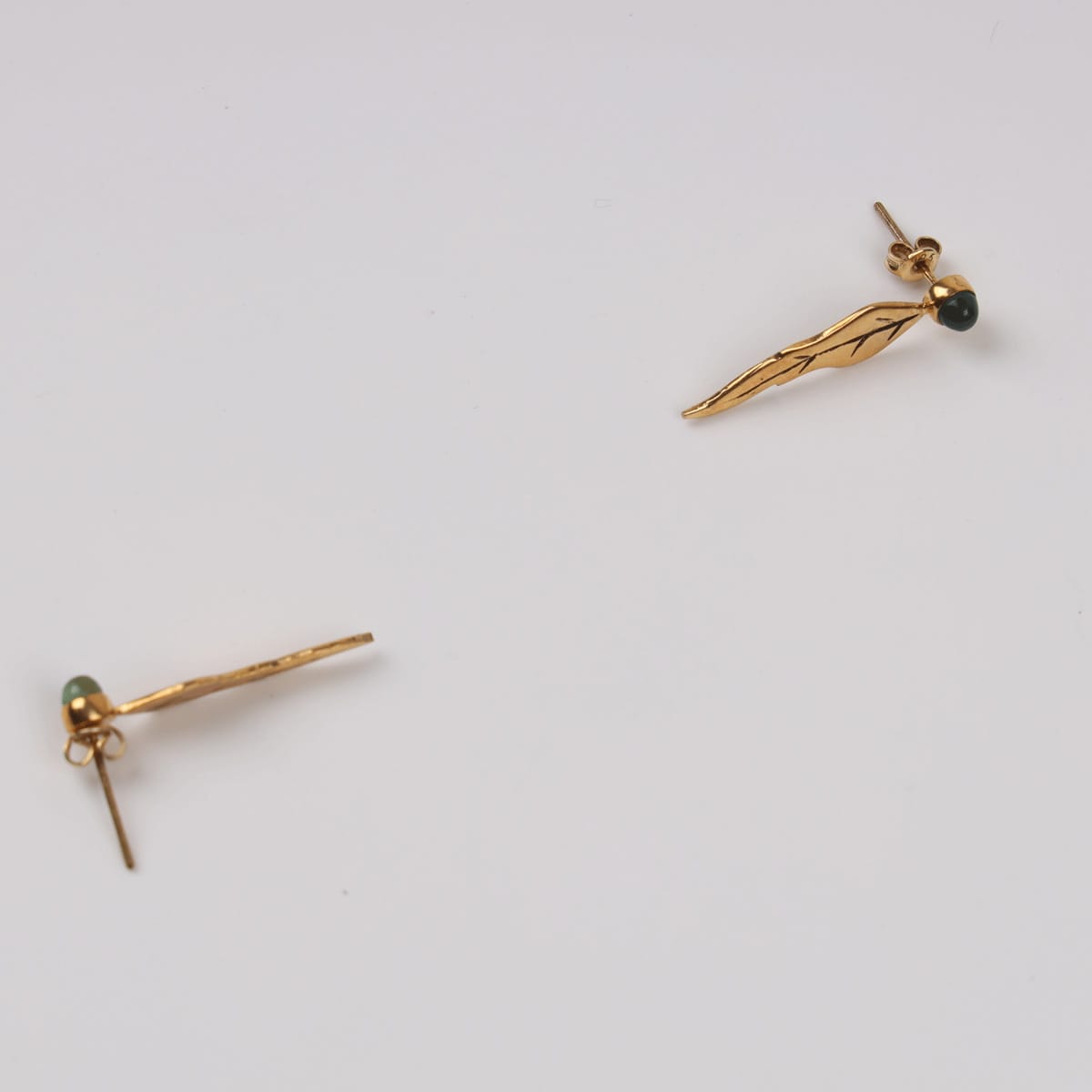 Zayra Green Agate Earrings with Gold-Plated Brass
