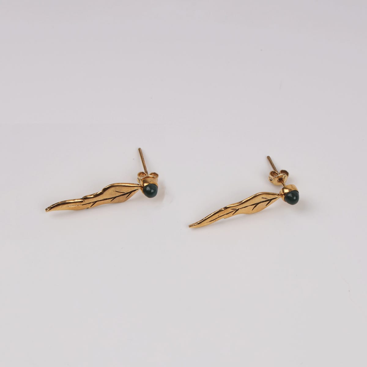 Zayra Green Agate Earrings with Gold-Plated Brass