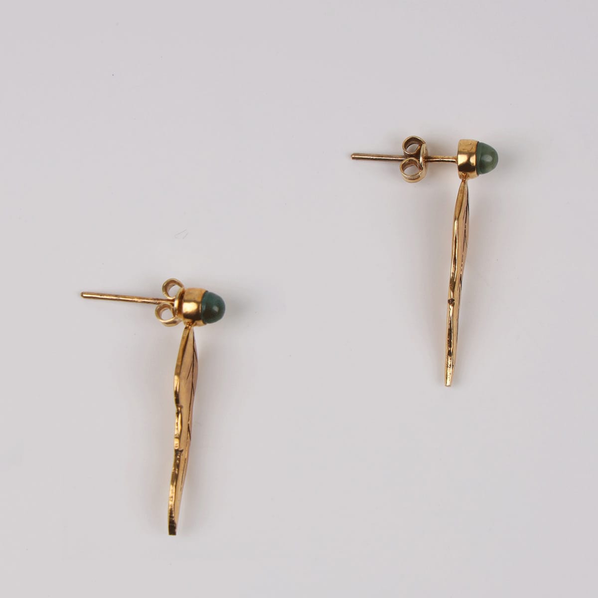 Zayra Green Agate Earrings with Gold-Plated Brass