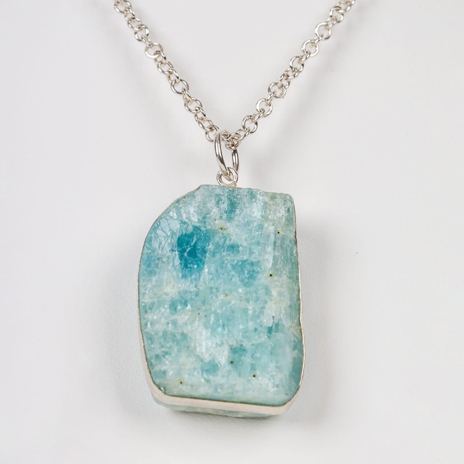 Sky Drop Necklace Aquamarine and Silver